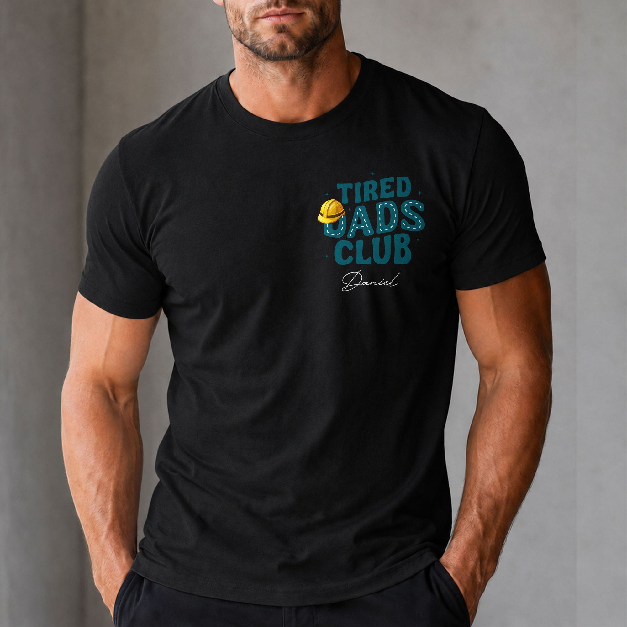 Personalized T-Shirt for Dad Tired Dads Club Gift Idea T-Shirt Font and Back GradoCreations