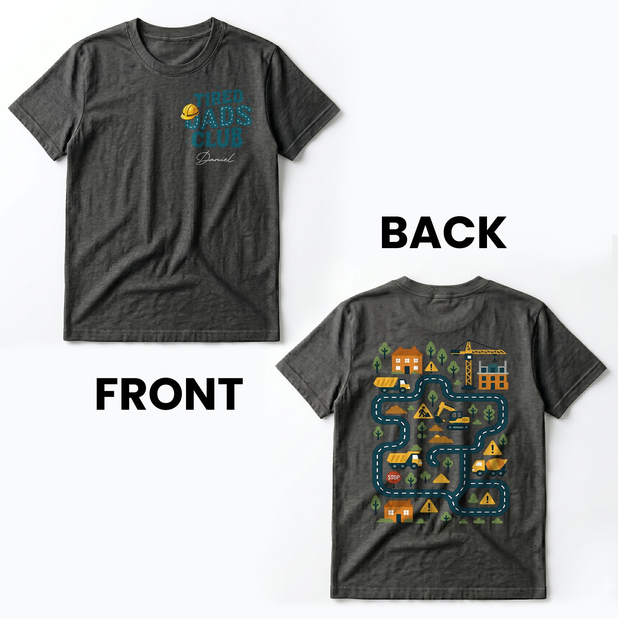 Personalized T-Shirt for Dad Tired Dads Club Gift Idea T-Shirt Font and Back GradoCreations