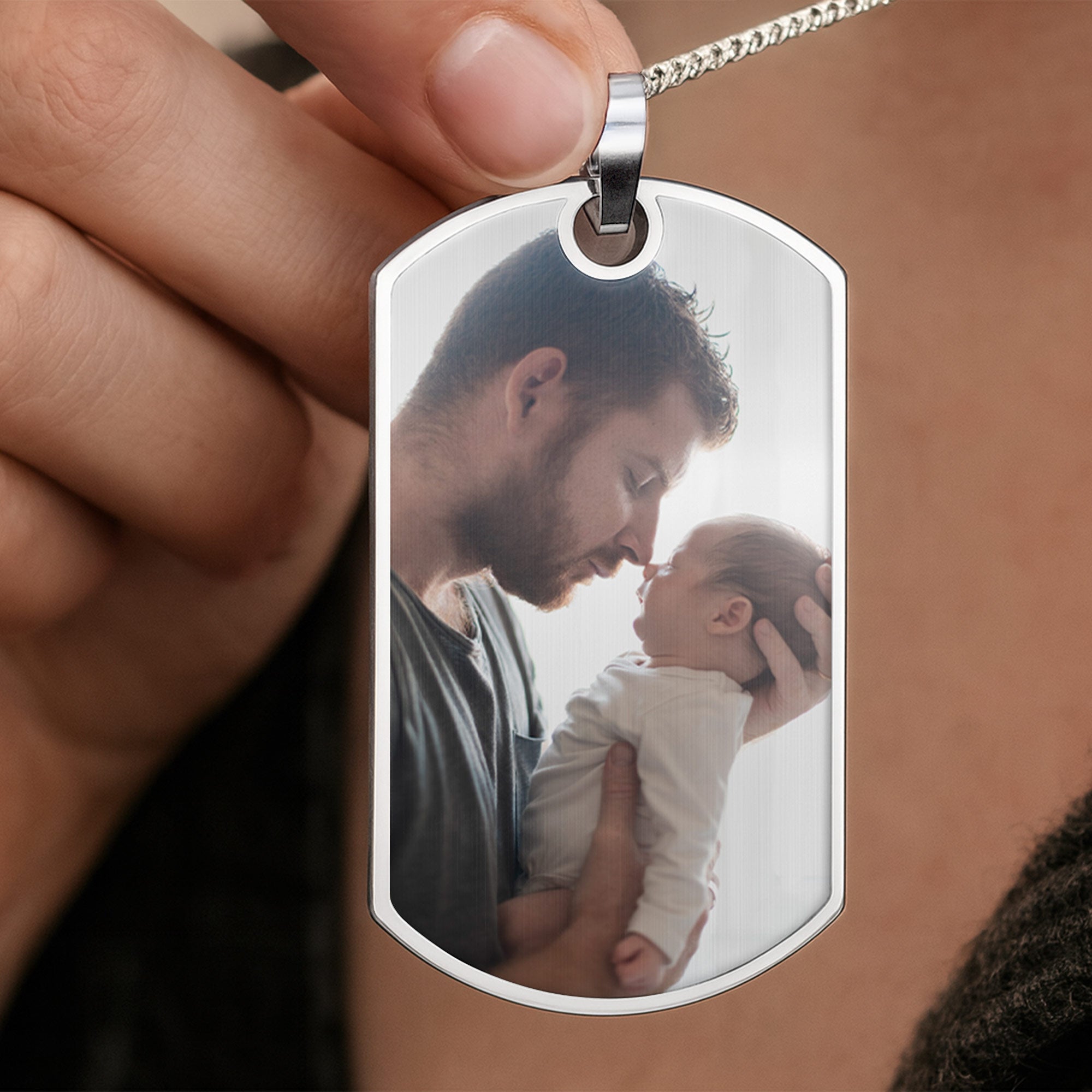Personalized Dog Tag Necklace for New Dad | Custom Photo Keepsake Dog Tag Necklace GradoCreations
