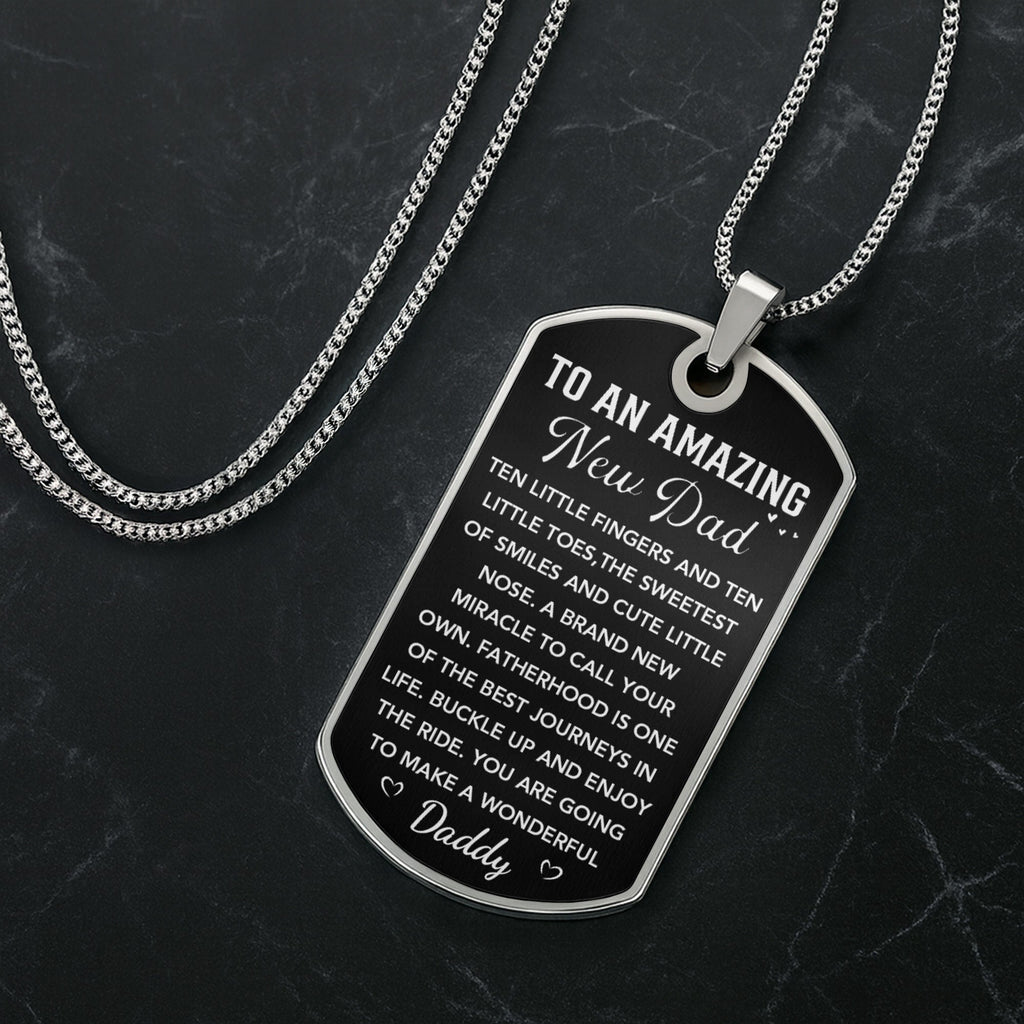 Personalized Dog Tag Necklace for New Dad | Custom Photo Keepsake Dog Tag Necklace GradoCreations