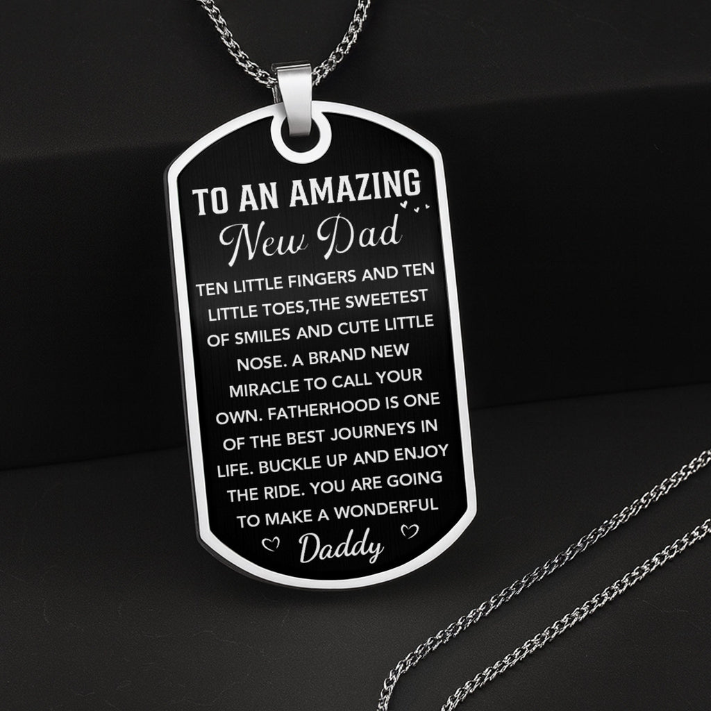 Personalized Dog Tag Necklace for New Dad | Custom Photo Keepsake Dog Tag Necklace GradoCreations