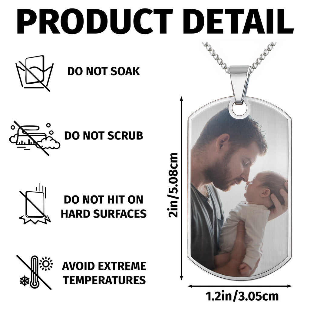 Personalized Dog Tag Necklace for New Dad | Custom Photo Keepsake Dog Tag Necklace GradoCreations