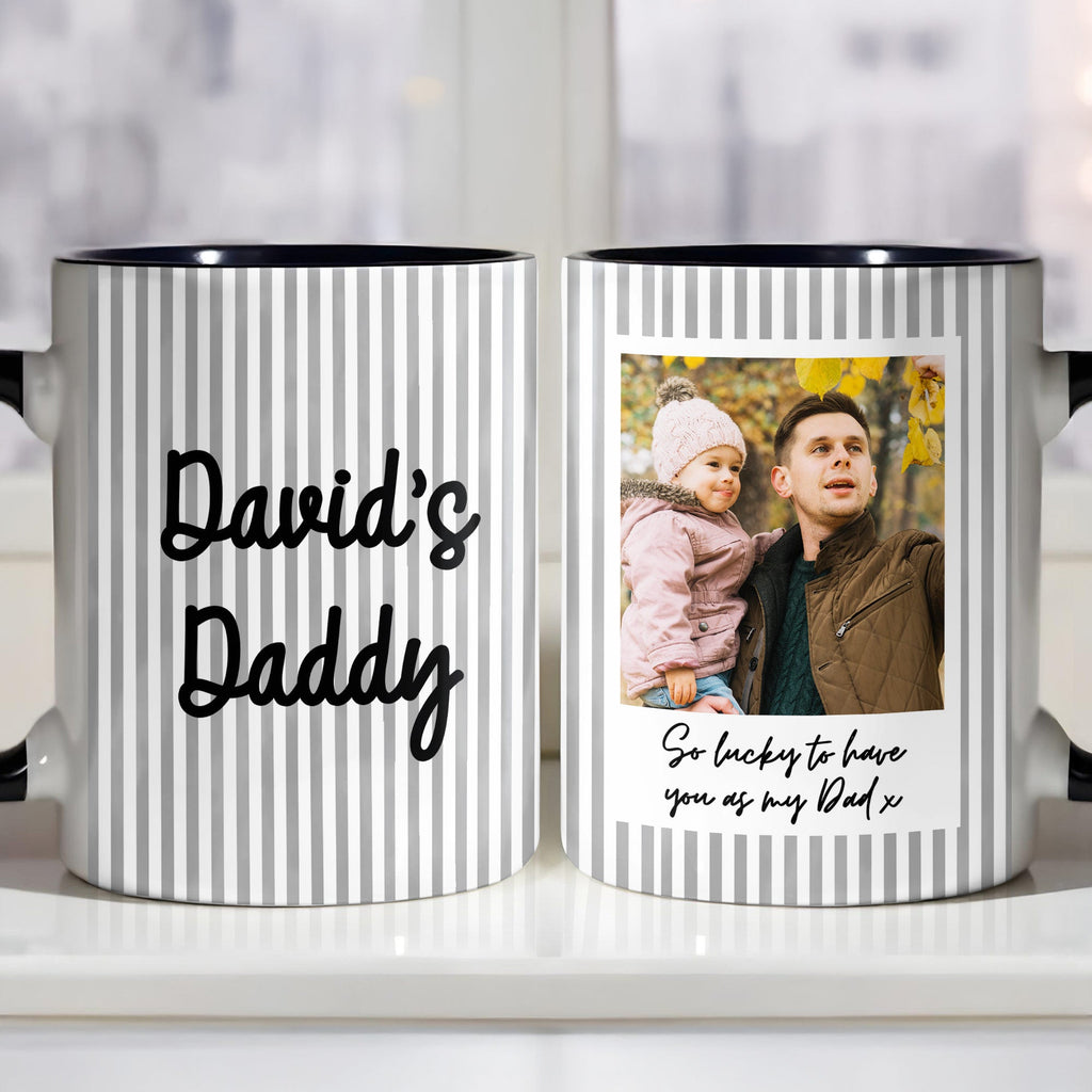 Personalized Pink Stripes Accent Mug Custom Name for Dad Accent Mug GradoCreations