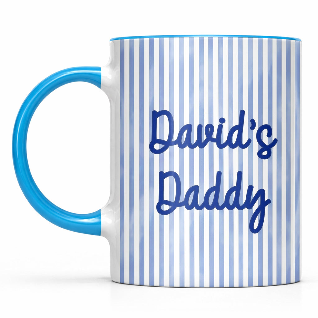 Personalized Pink Stripes Accent Mug Custom Name for Dad Accent Mug GradoCreations