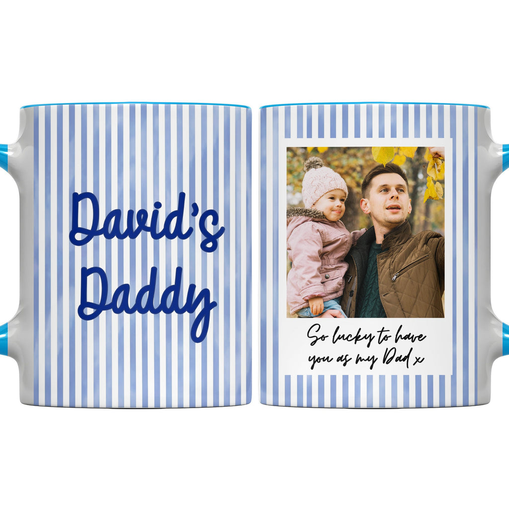 Personalized Pink Stripes Accent Mug Custom Name for Dad Accent Mug GradoCreations
