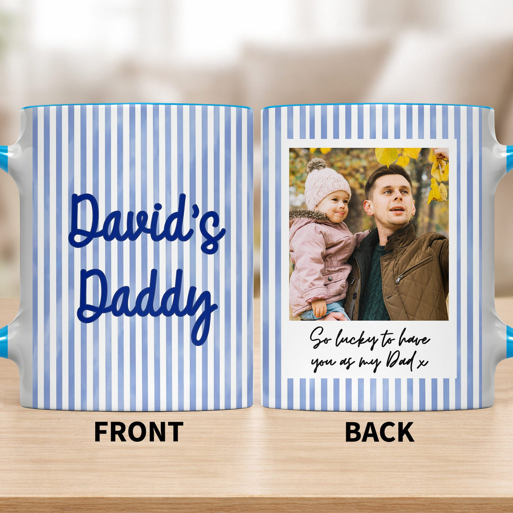 Personalized Pink Stripes Accent Mug Custom Name for Dad Accent Mug GradoCreations