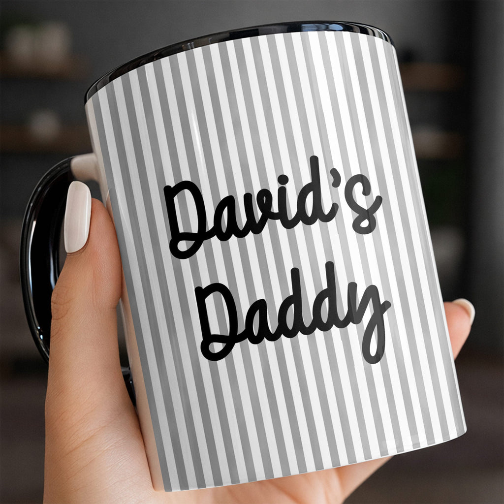 Personalized Pink Stripes Accent Mug Custom Name for Dad Accent Mug GradoCreations