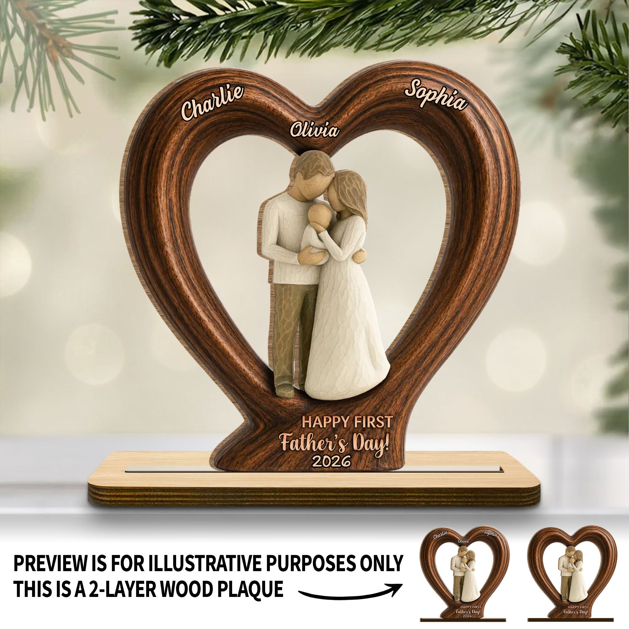 Personalized 2-Layer Wood Plaque Custom Family Gift for Dad Wood Plaque GradoCreations