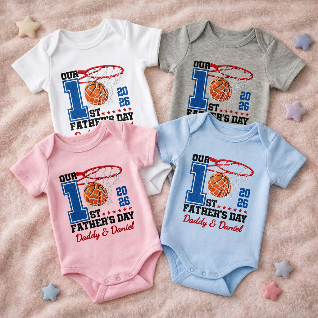 Personalized Baby Onesie Custom Name for Dad 1st Father's Day Gift Baby Onesie GradoCreations