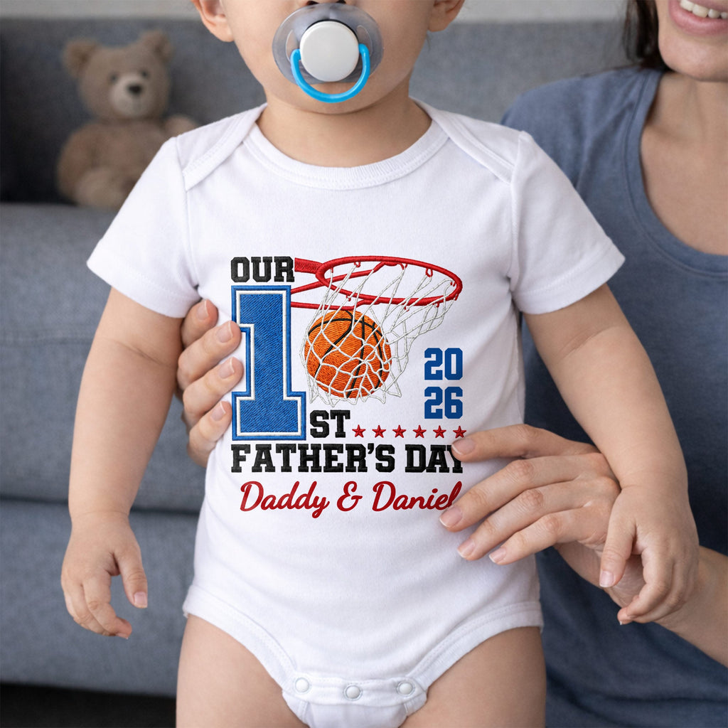Personalized Baby Onesie Custom Name for Dad 1st Father's Day Gift Baby Onesie GradoCreations