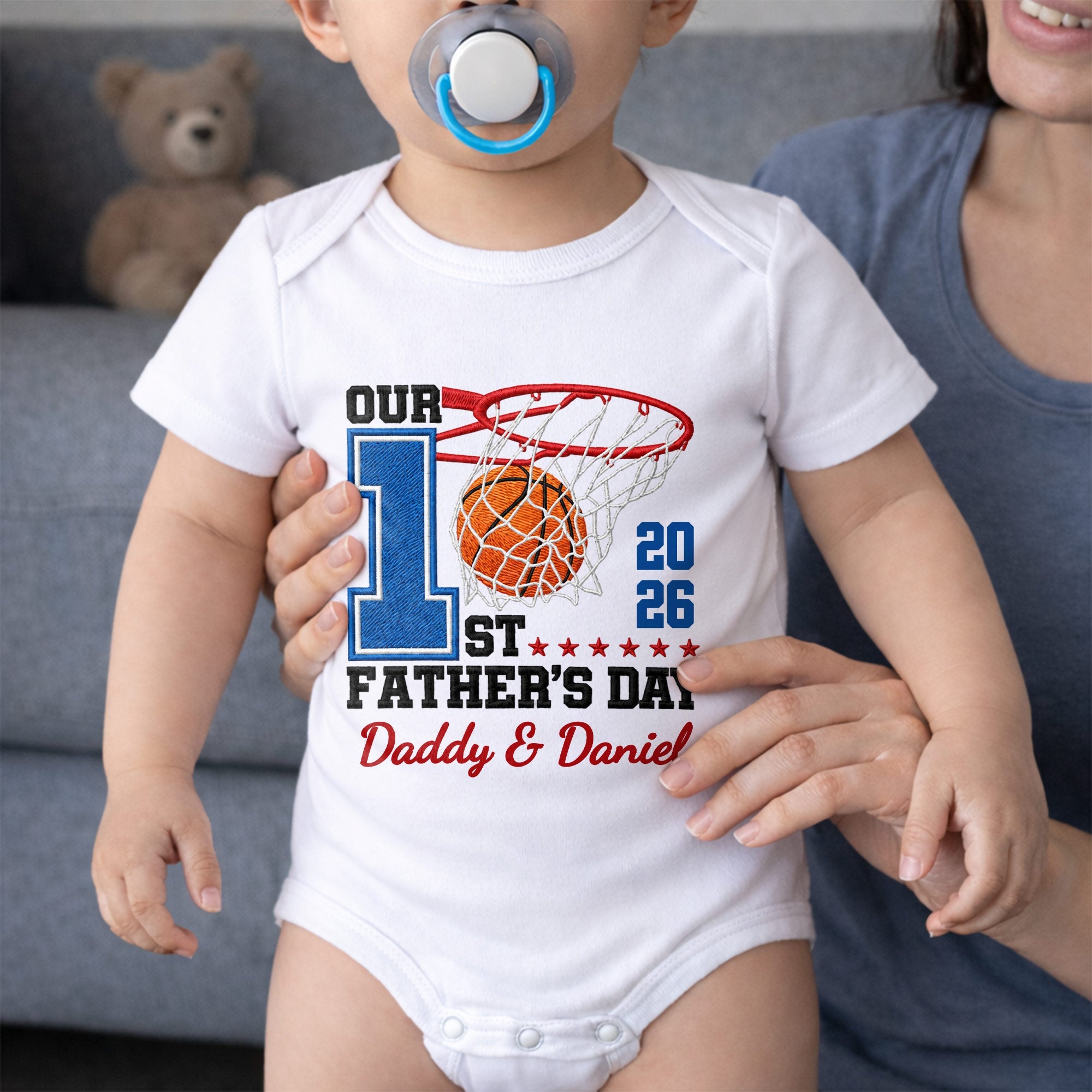 Personalized Baby Onesie Custom Name for Dad 1st Father's Day Gift Baby Onesie GradoCreations