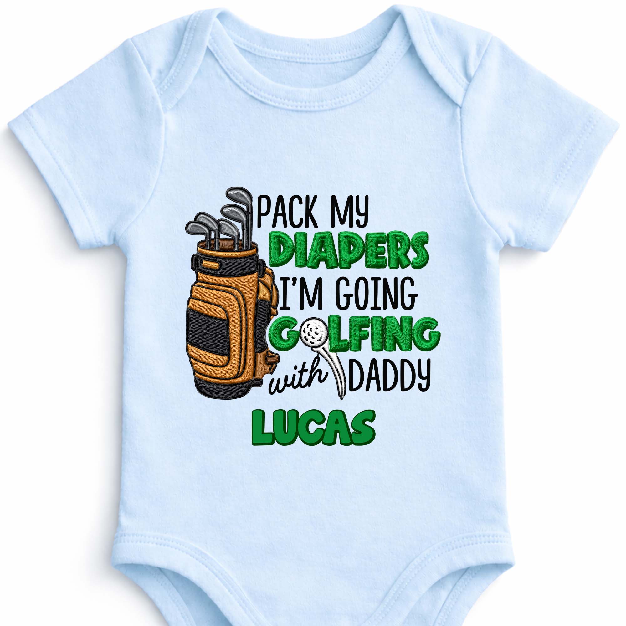 Personalized Baby Onesie Pack My Diapers Golfing Gift for Dad Baby Onesie GradoCreations