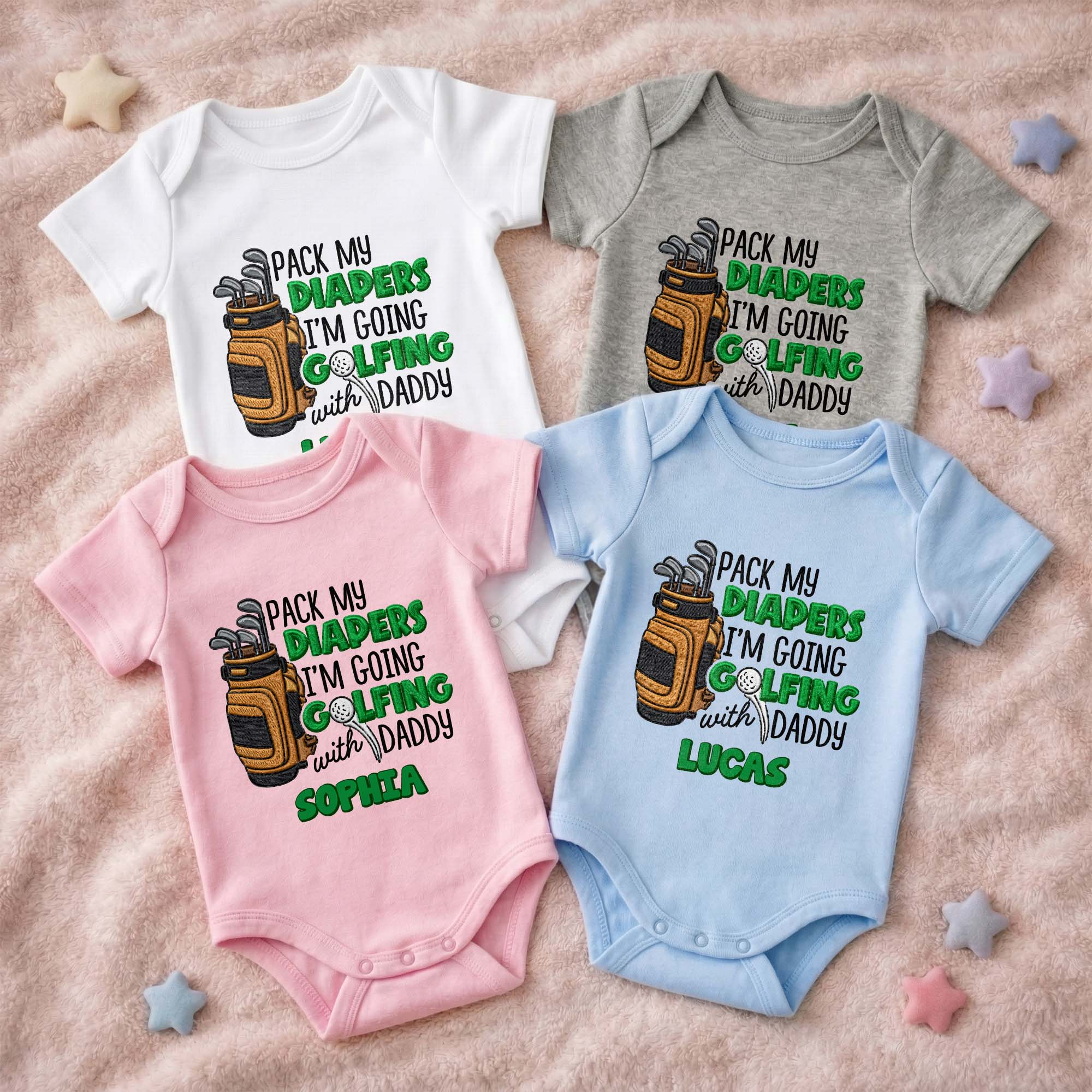 Personalized Baby Onesie Pack My Diapers Golfing Gift for Dad Baby Onesie GradoCreations