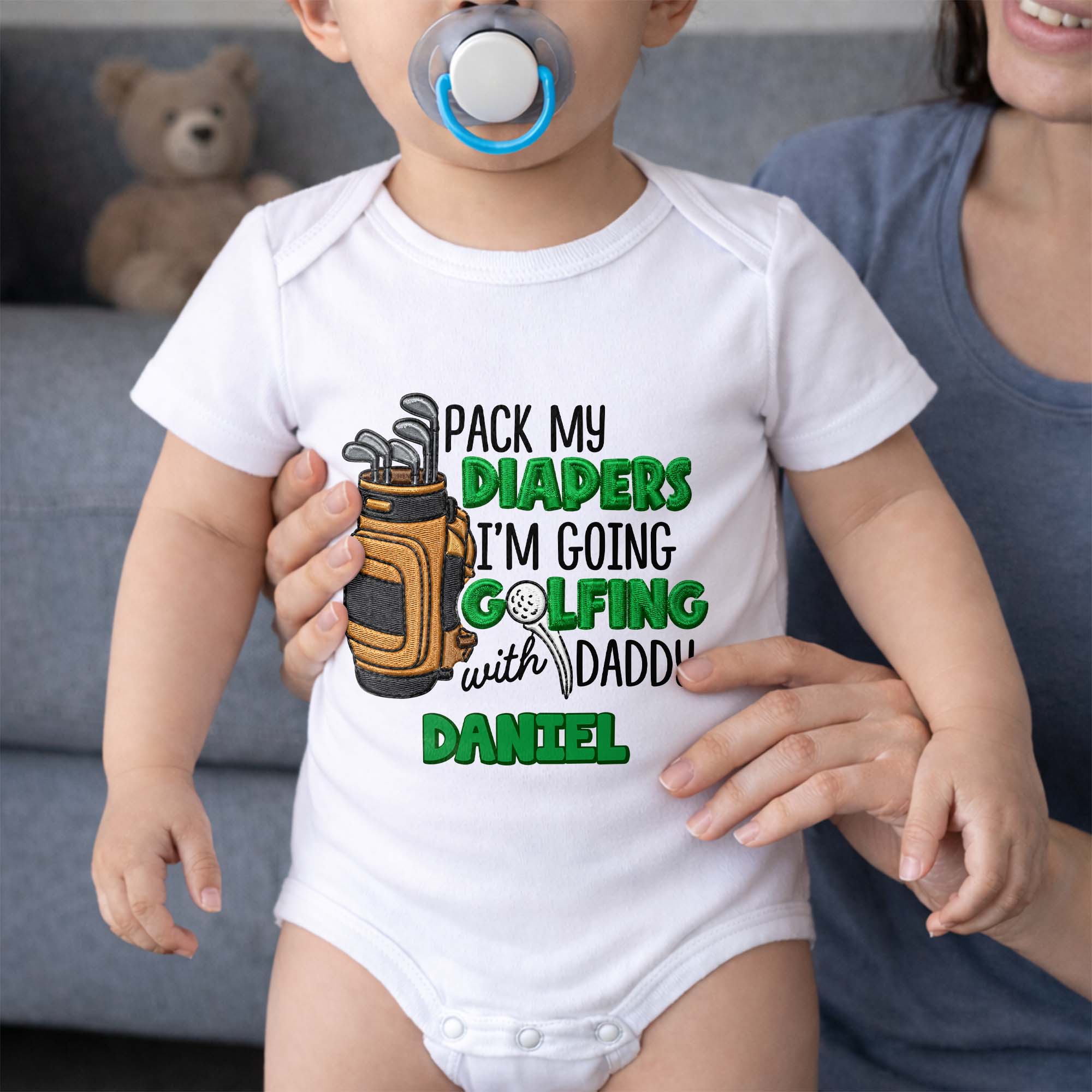 Personalized Baby Onesie Pack My Diapers Golfing Gift for Dad Baby Onesie GradoCreations