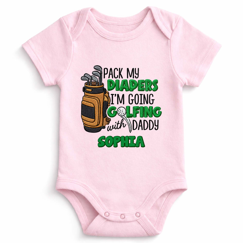 Personalized Baby Onesie Pack My Diapers Golfing Gift for Dad Baby Onesie GradoCreations