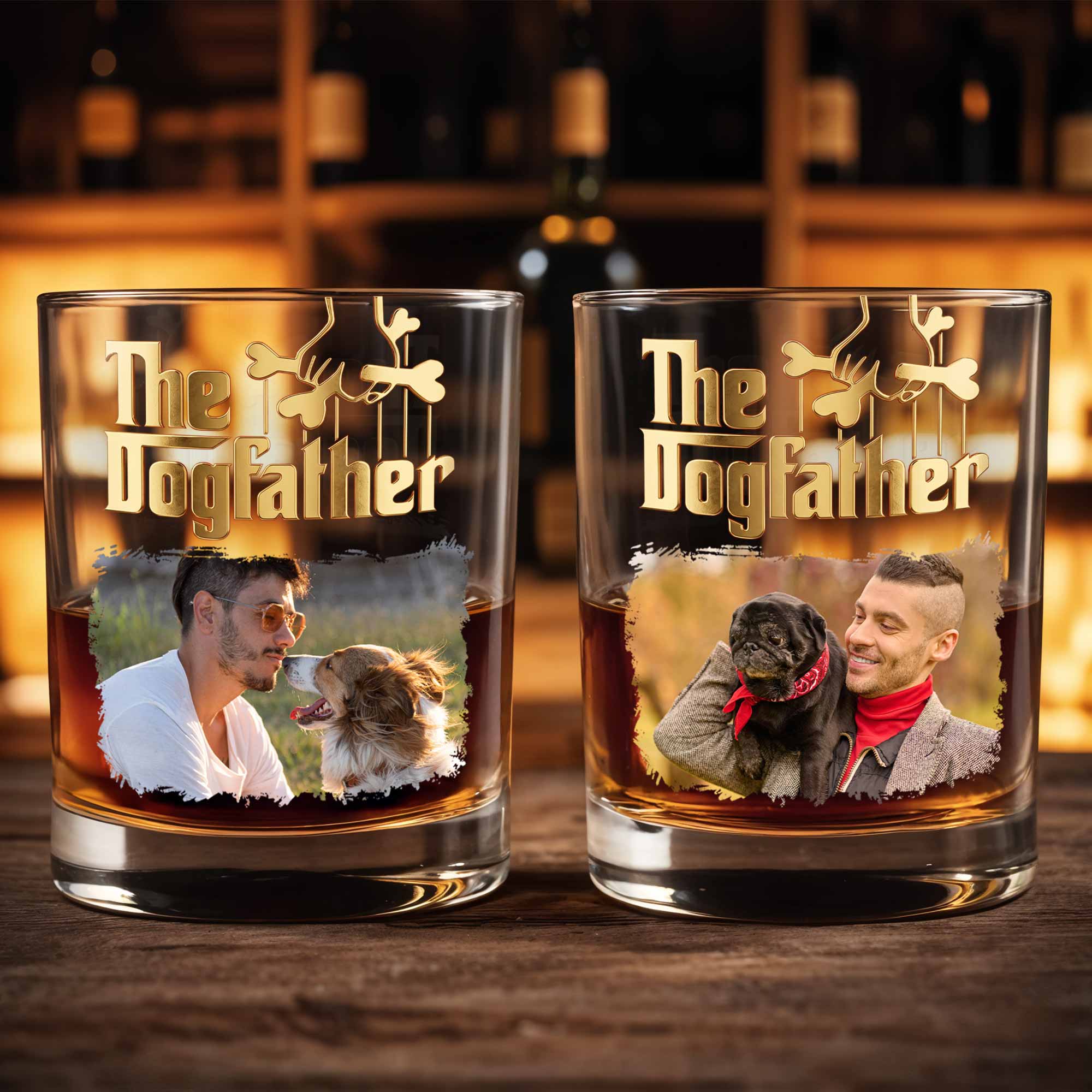 Personalized Custom Photo Whiskey Glass Gift for Dog Dad
