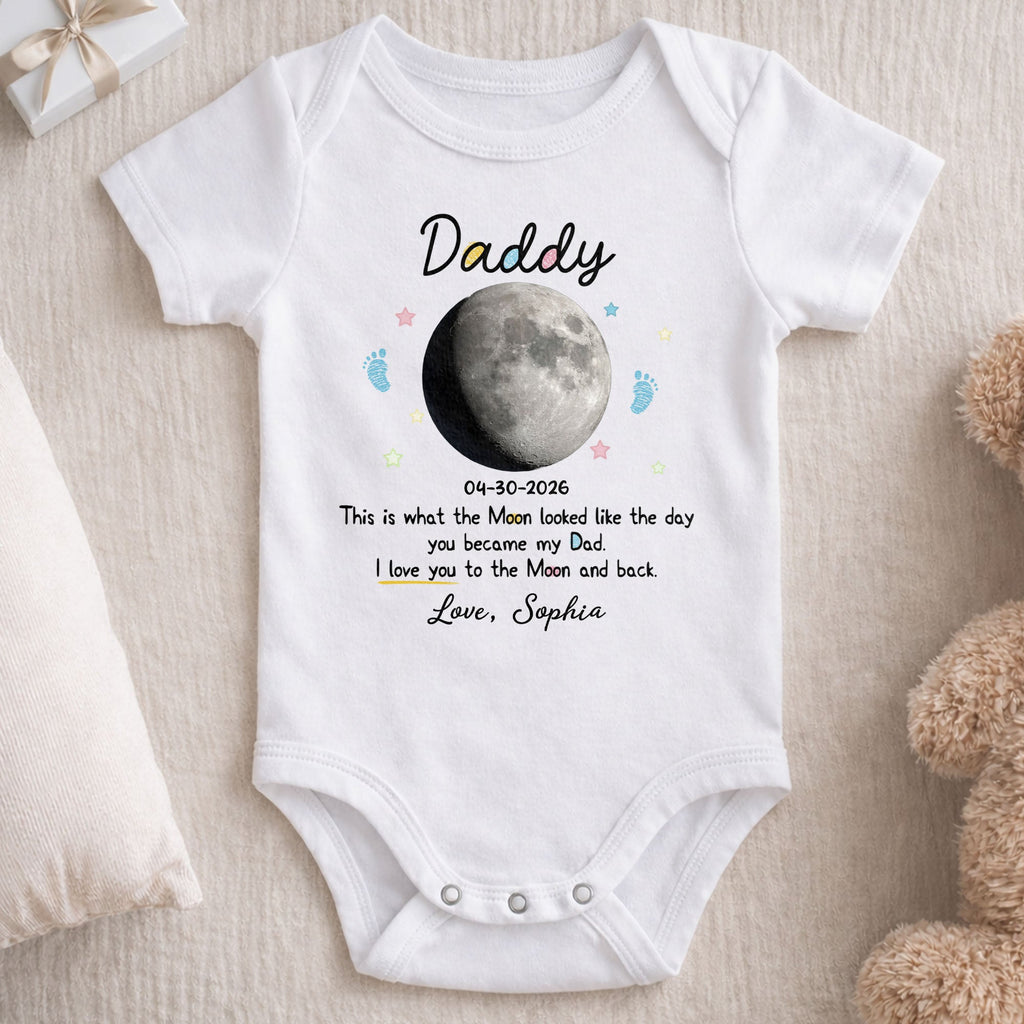 Personalized Baby Onesie Custom Moon Phase Gift for Dad Baby Onesie GradoCreations