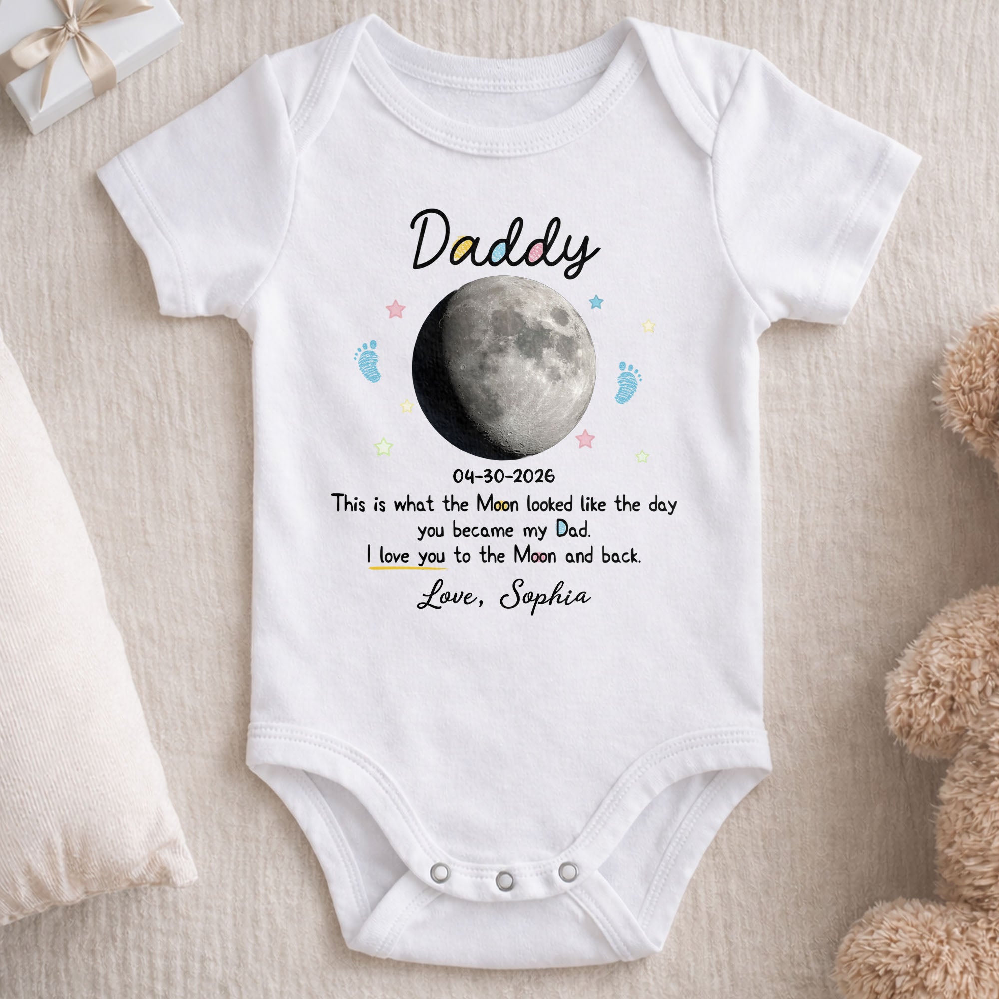 Personalized Baby Onesie Custom Moon Phase Gift for Dad Baby Onesie GradoCreations
