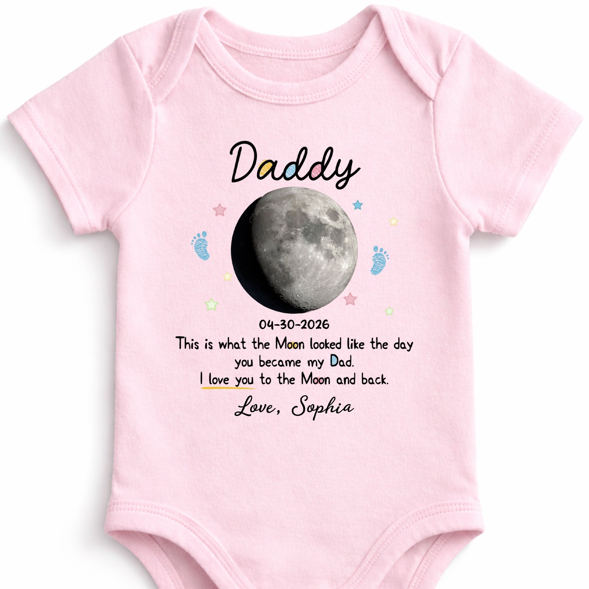 Personalized Baby Onesie Custom Moon Phase Gift for Dad Baby Onesie GradoCreations