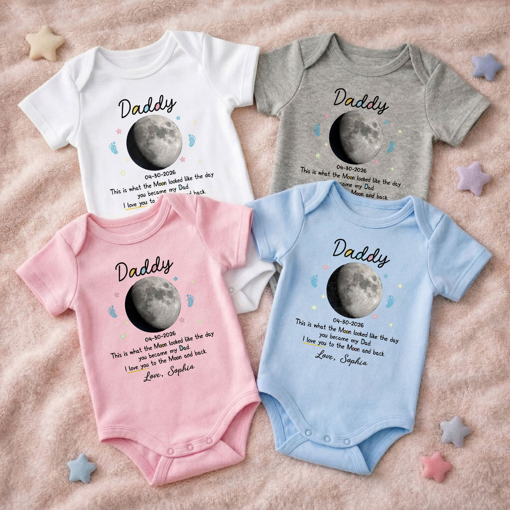 Personalized Baby Onesie Custom Moon Phase Gift for Dad Baby Onesie GradoCreations