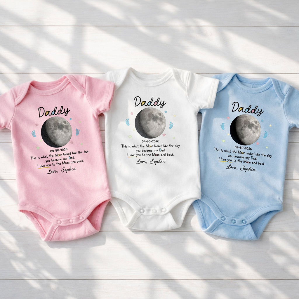 Personalized Baby Onesie Custom Moon Phase Gift for Dad Baby Onesie GradoCreations