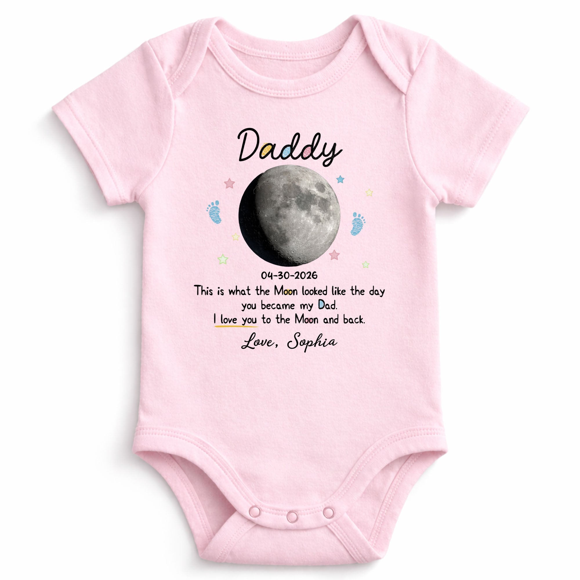 Personalized Baby Onesie Custom Moon Phase Gift for Dad Baby Onesie GradoCreations