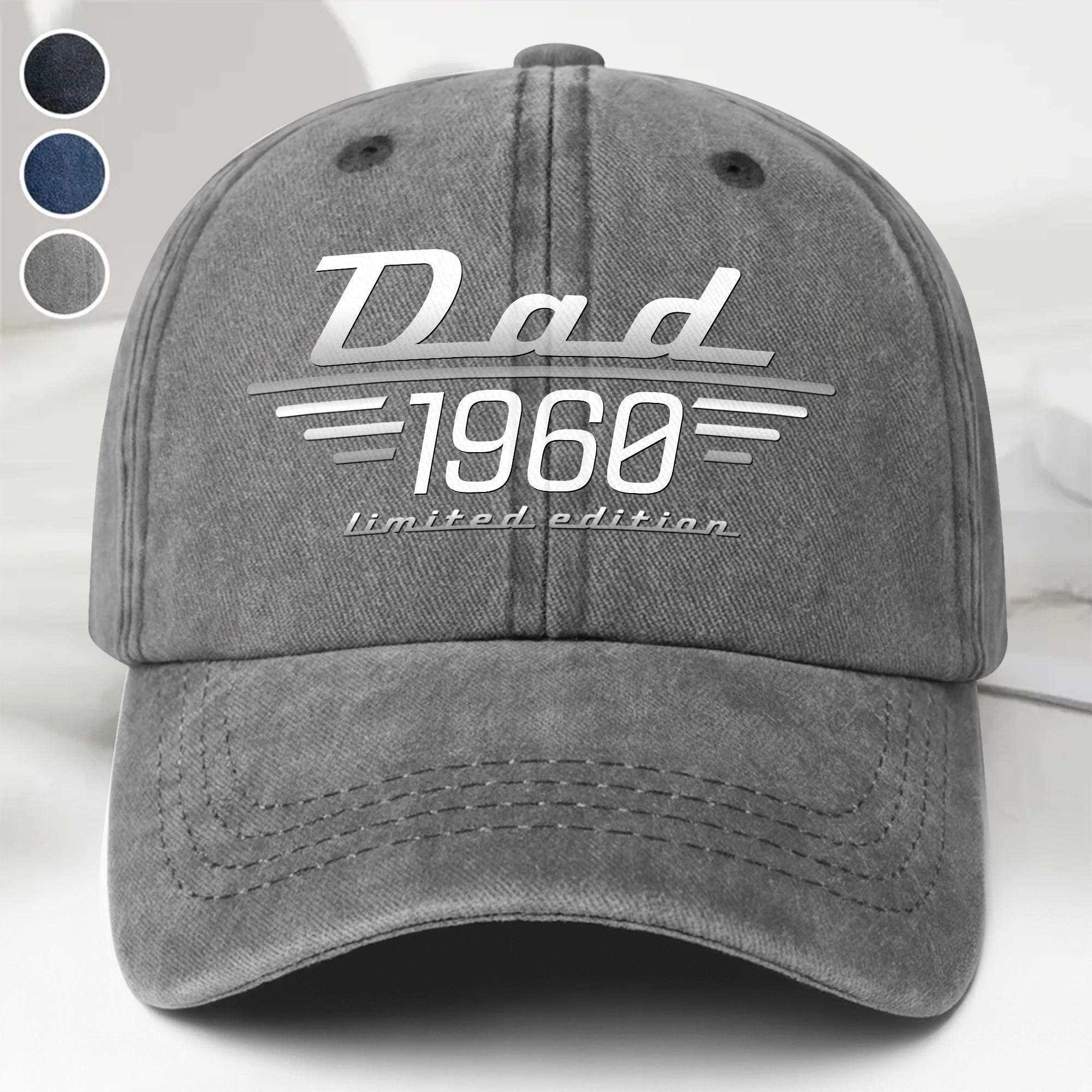 Personalized Washed Denim Cap Custom Dad Gift for Father's Day