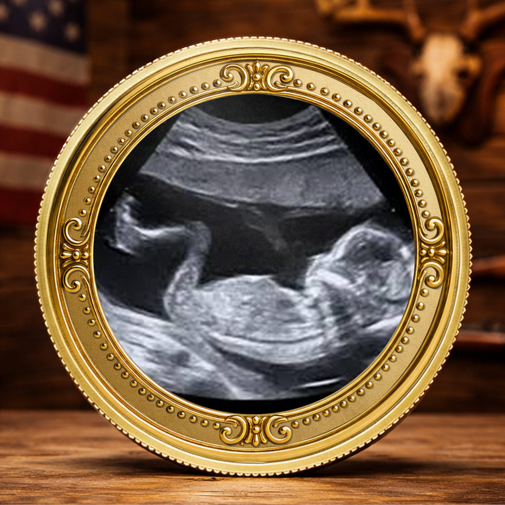 Personalized Baby Bump Ultrasound Photo Coin Custom Keepsake Gift for Dad Commemorative Coin GradoCreations