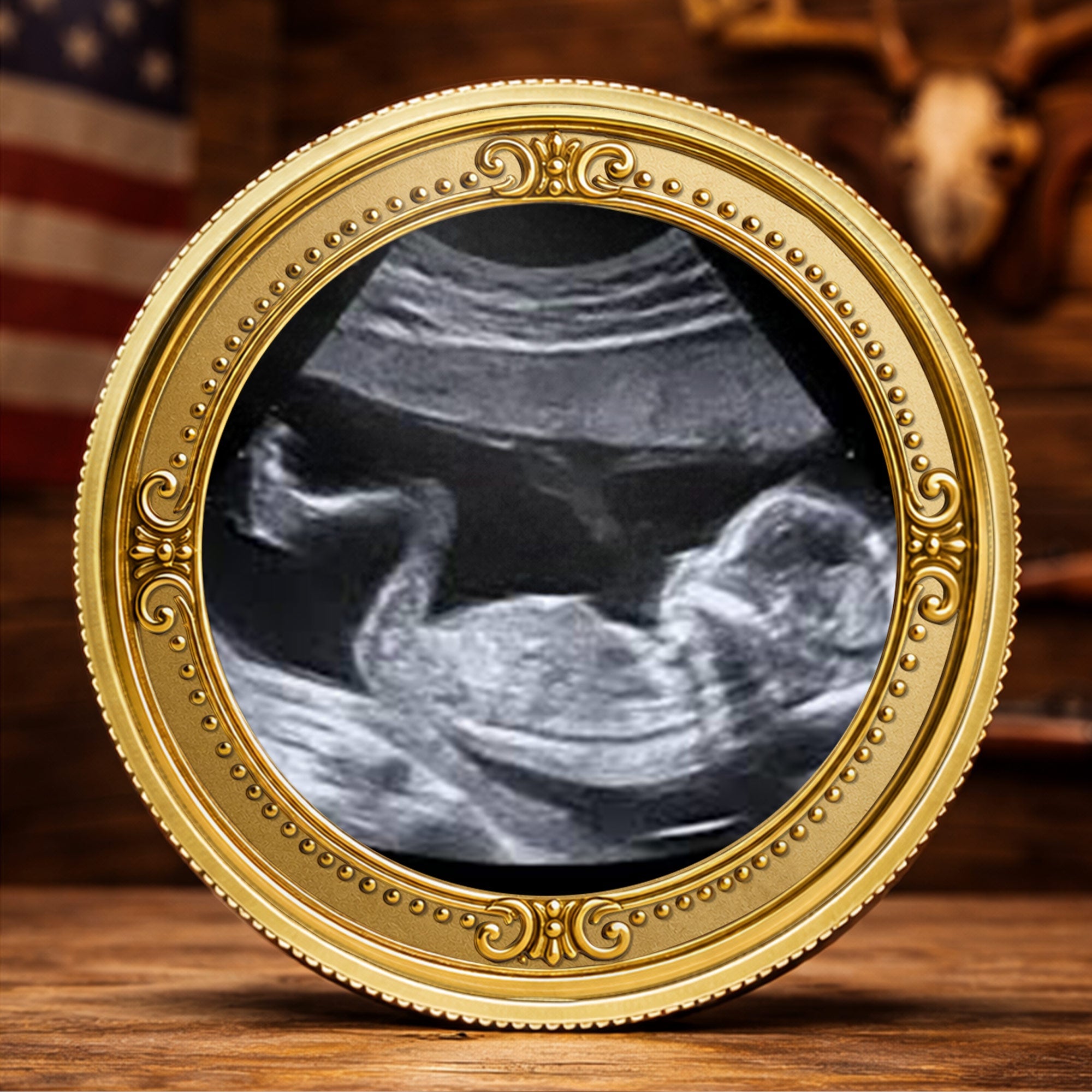 Personalized Baby Bump Ultrasound Photo Coin Custom Keepsake Gift for Dad