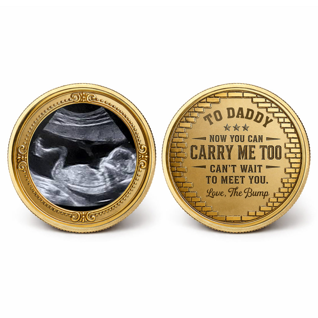 Personalized Baby Bump Ultrasound Photo Coin Custom Keepsake Gift for Dad Commemorative Coin GradoCreations