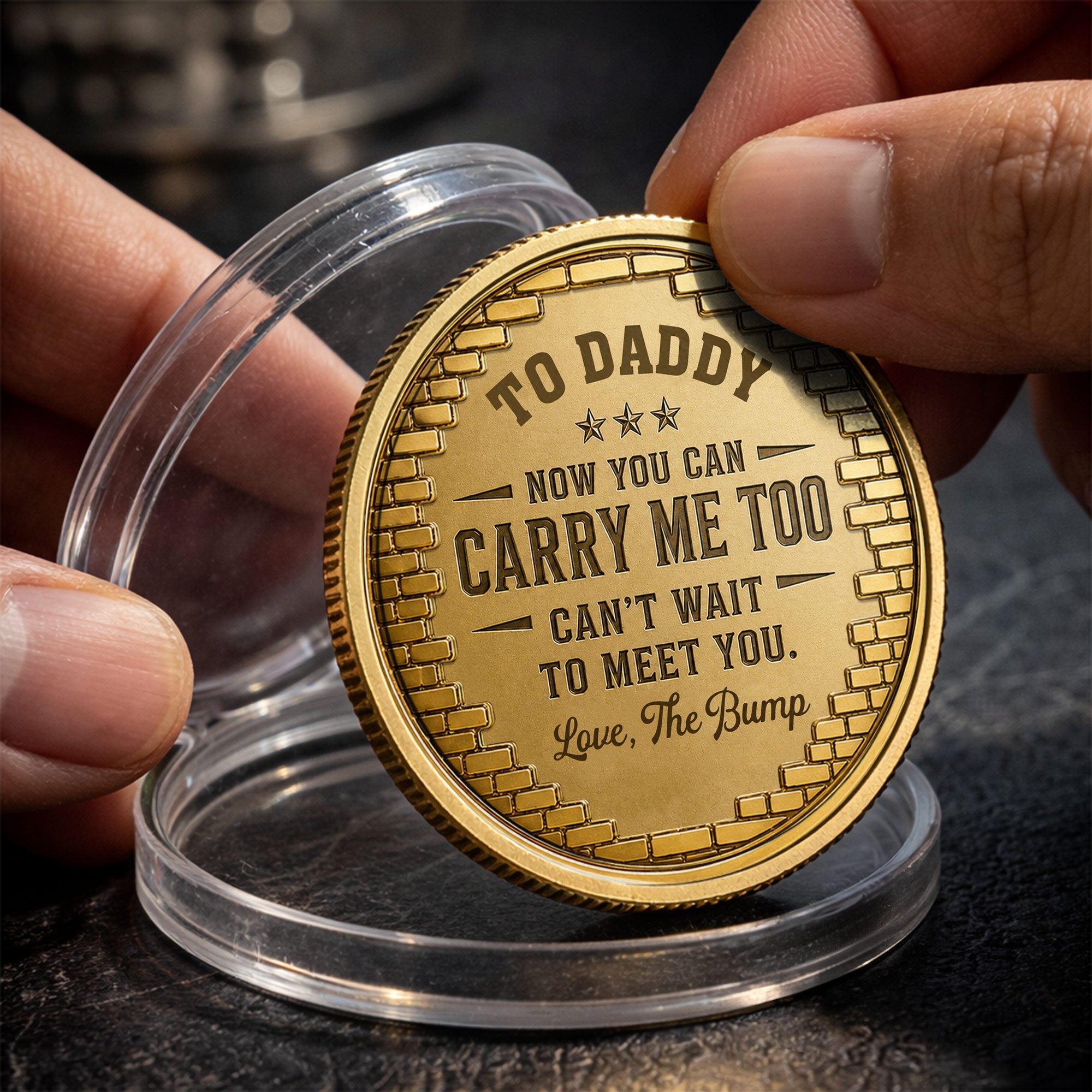 Personalized Baby Bump Ultrasound Photo Coin Custom Keepsake Gift for Dad