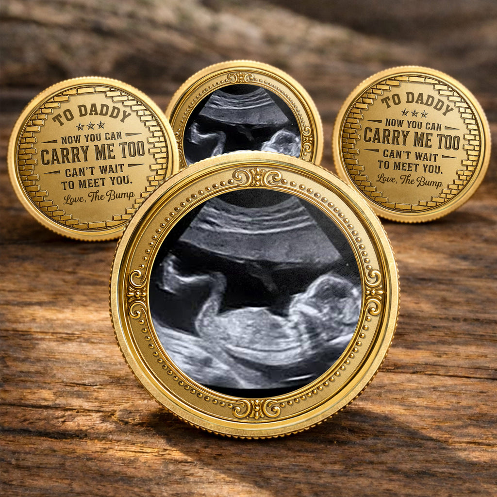 Personalized Baby Bump Ultrasound Photo Coin Custom Keepsake Gift for Dad Commemorative Coin GradoCreations