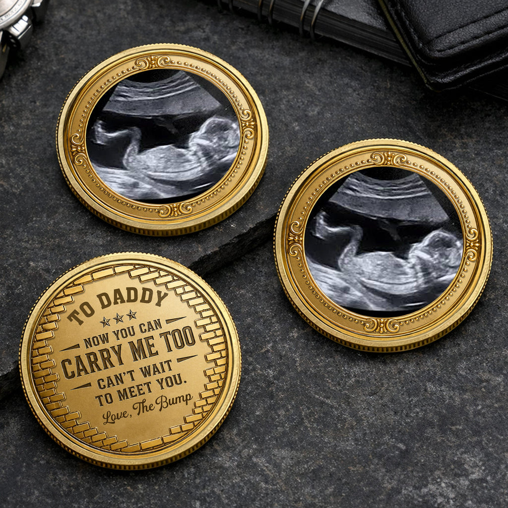 Personalized Baby Bump Ultrasound Photo Coin Custom Keepsake Gift for Dad Commemorative Coin GradoCreations