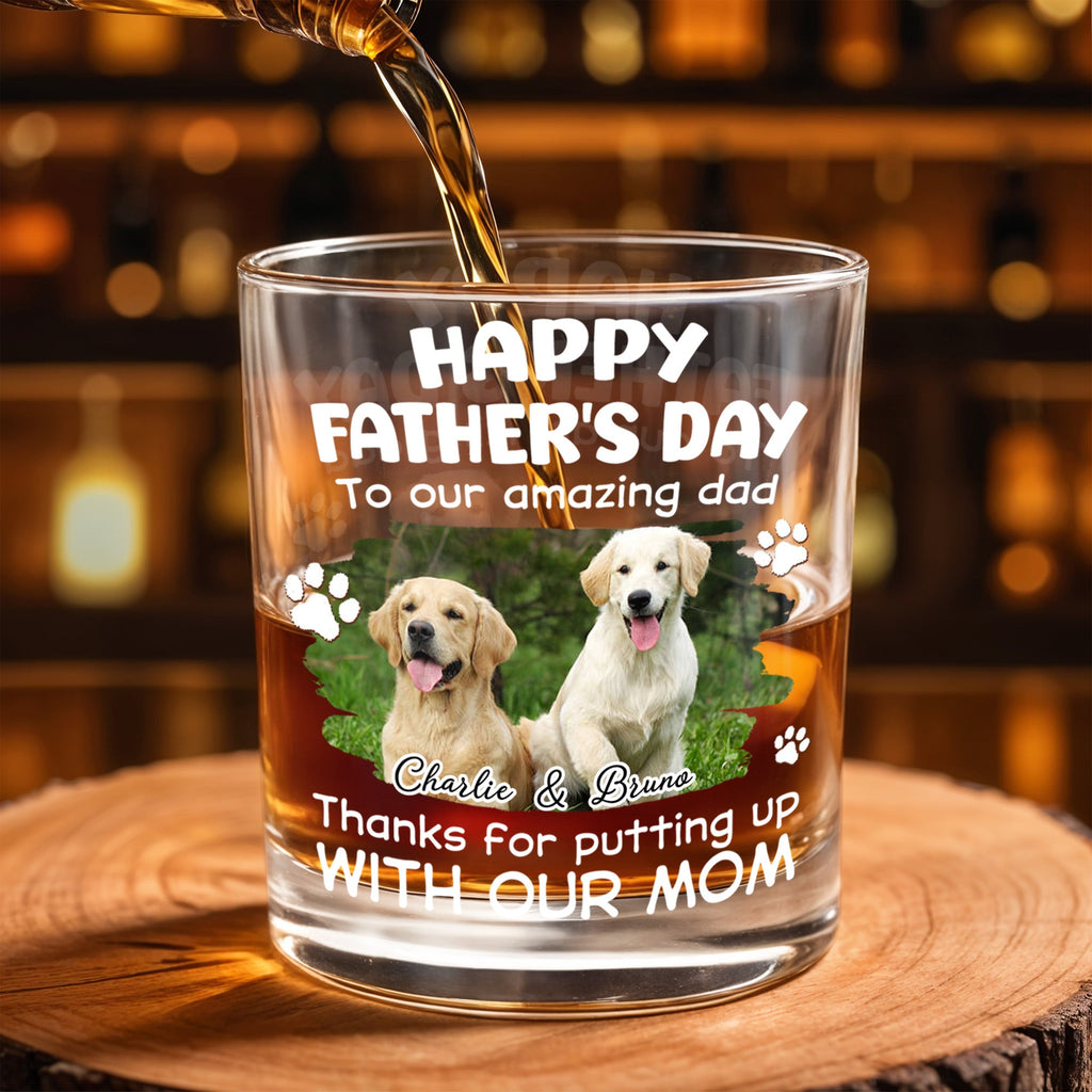 Personalized Whiskey Glass Custom Dog Photo Gift for Dad Whiskey Glass GradoCreations