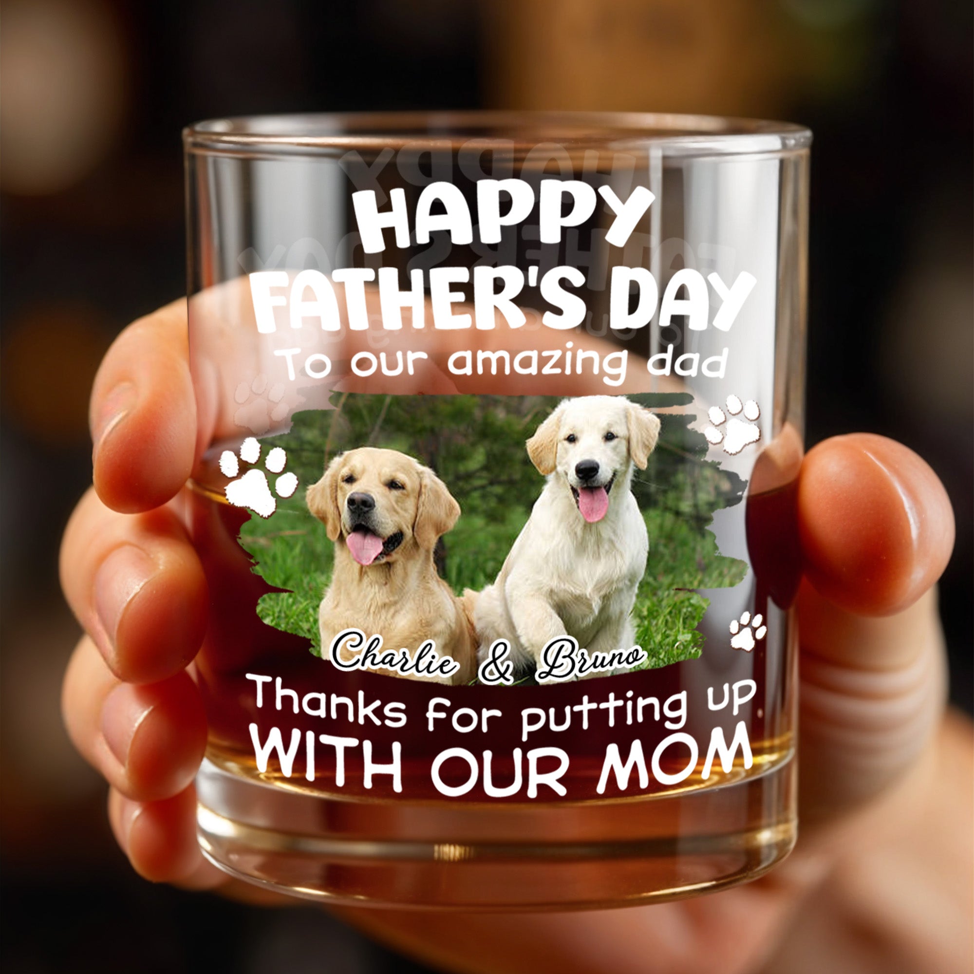 Personalized Whiskey Glass Custom Dog Photo Gift for Dad Whiskey Glass GradoCreations