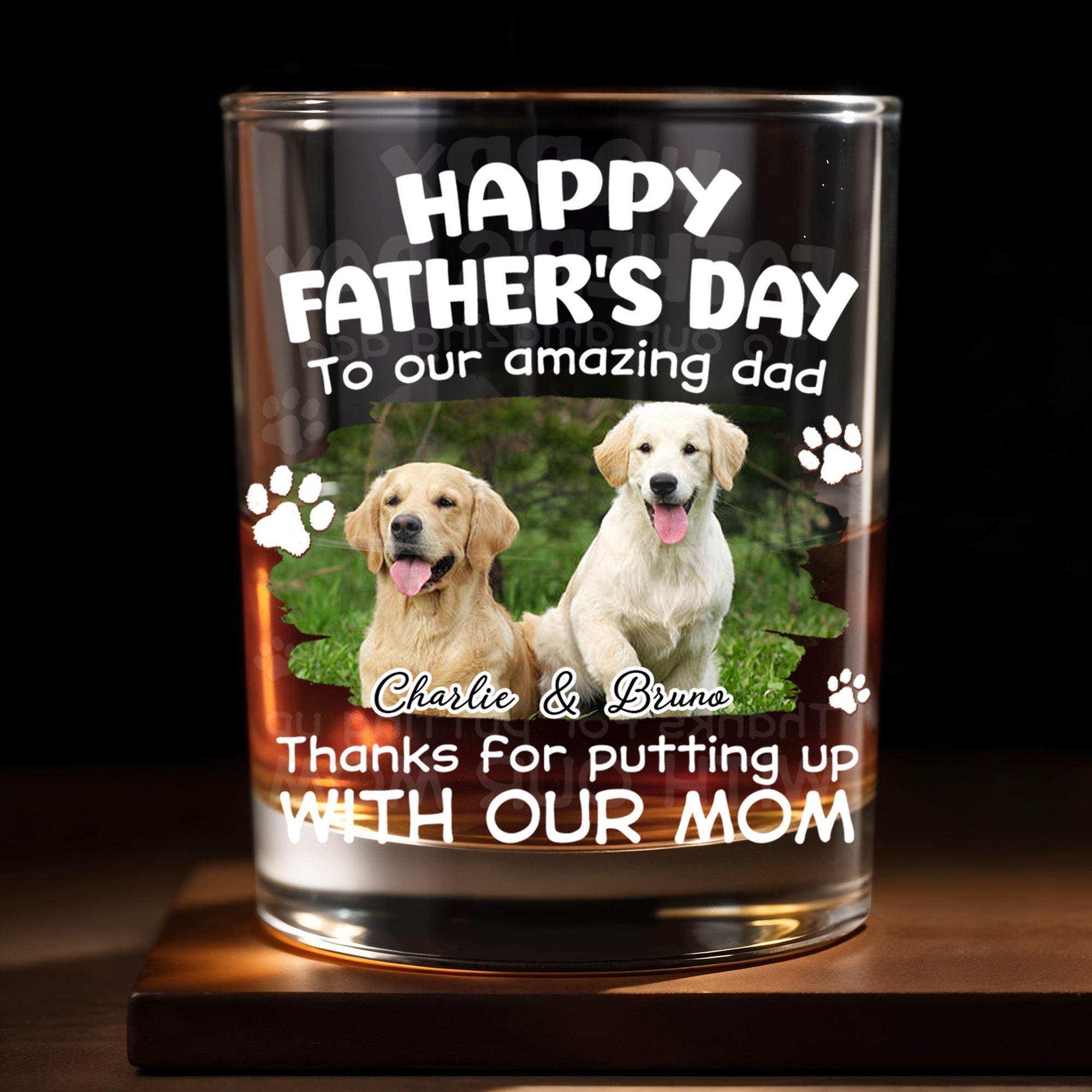Personalized Whiskey Glass Custom Dog Photo Gift for Dad Whiskey Glass GradoCreations