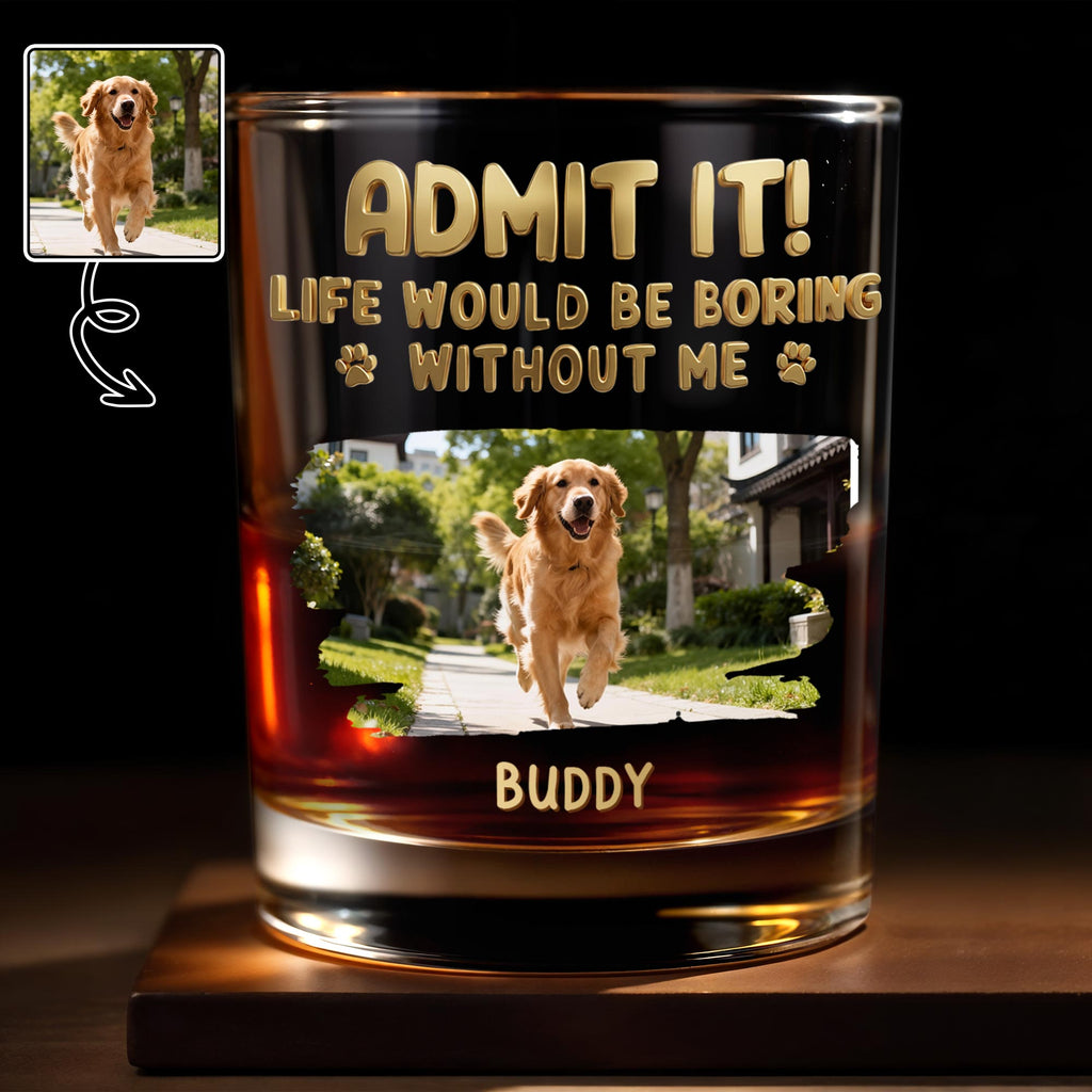 Personalized Whiskey Glass Custom Dog Photo Gift for Dad Whiskey Glass GradoCreations