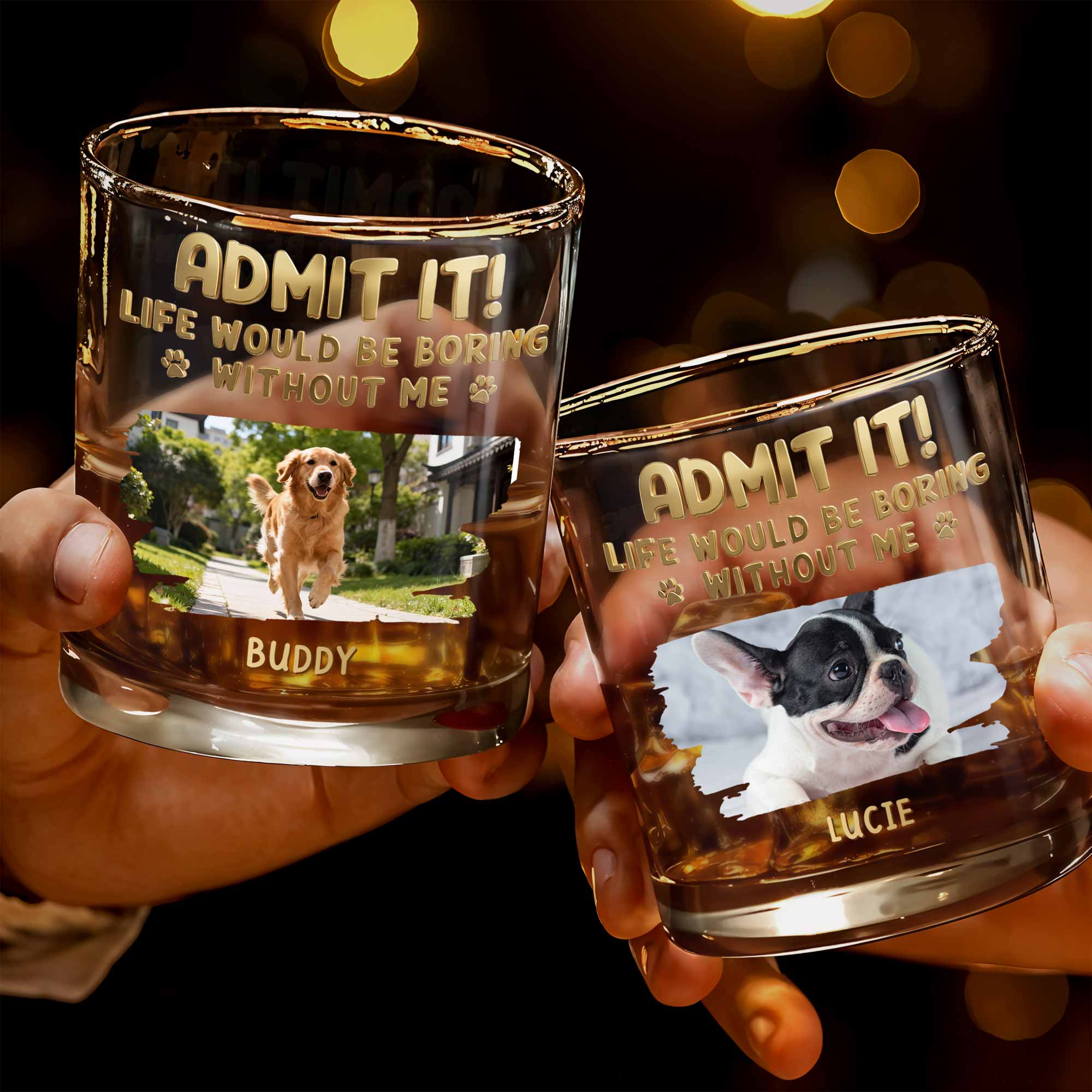 Personalized Whiskey Glass Custom Dog Photo Gift for Dad