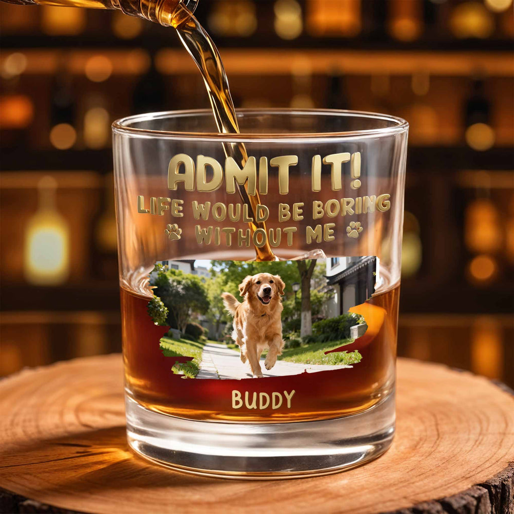 Personalized Whiskey Glass Custom Dog Photo Gift for Dad Whiskey Glass GradoCreations