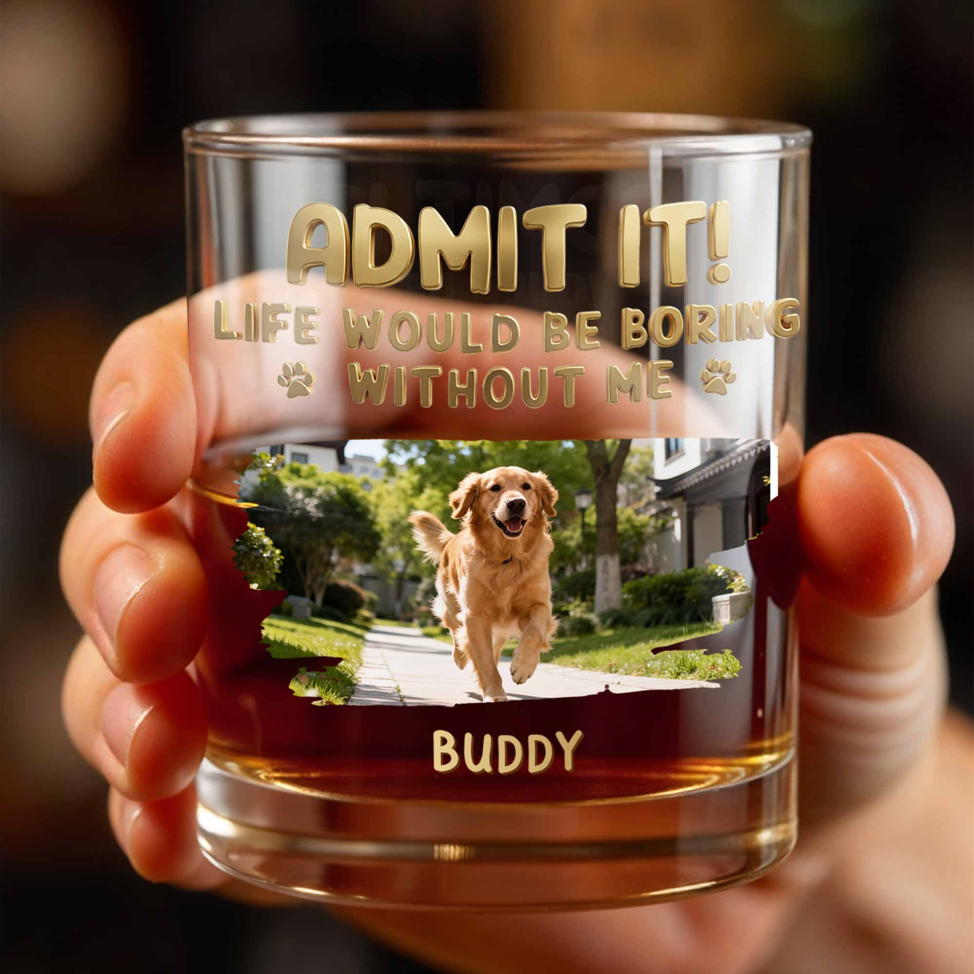 Personalized Whiskey Glass Custom Dog Photo Gift for Dad Whiskey Glass GradoCreations