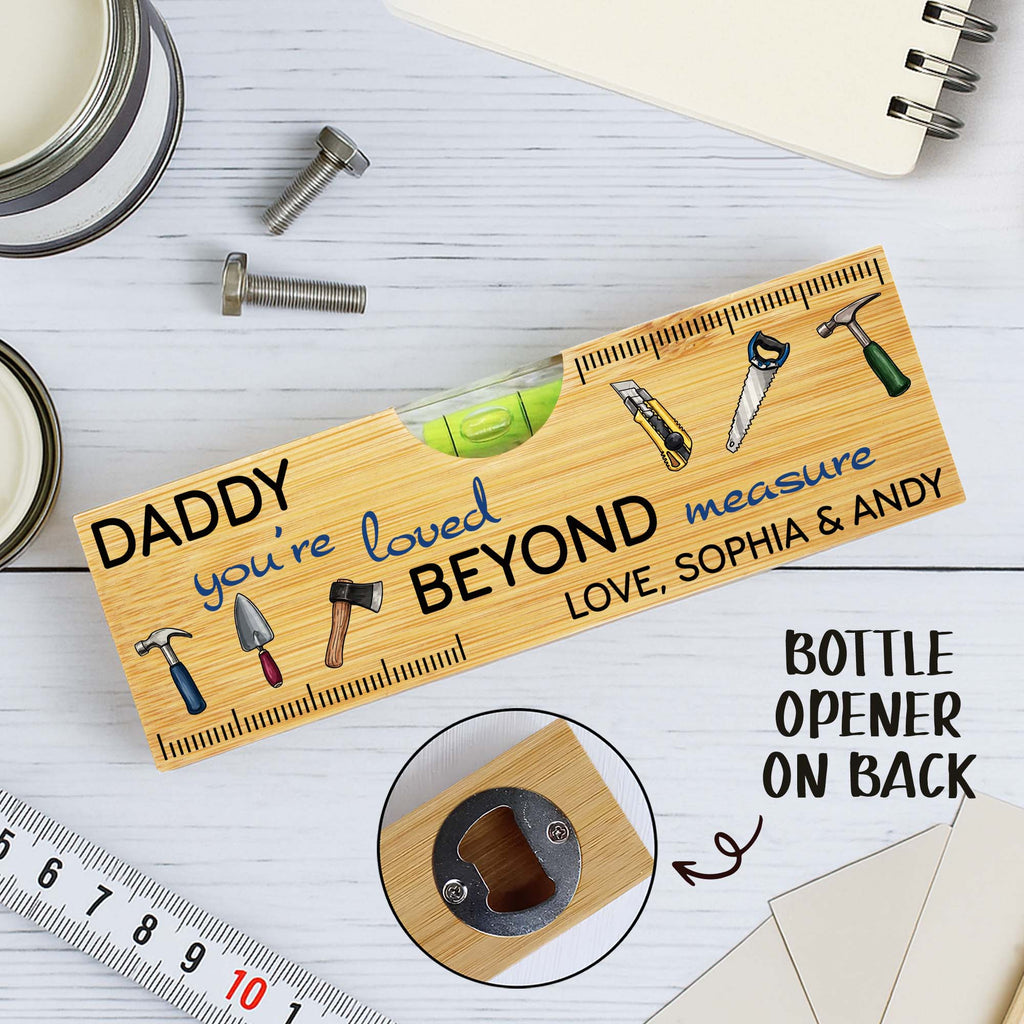 Personalized Wooden Spirit Level Bottle Opener Gift for Dad Spirit Level GradoCreations