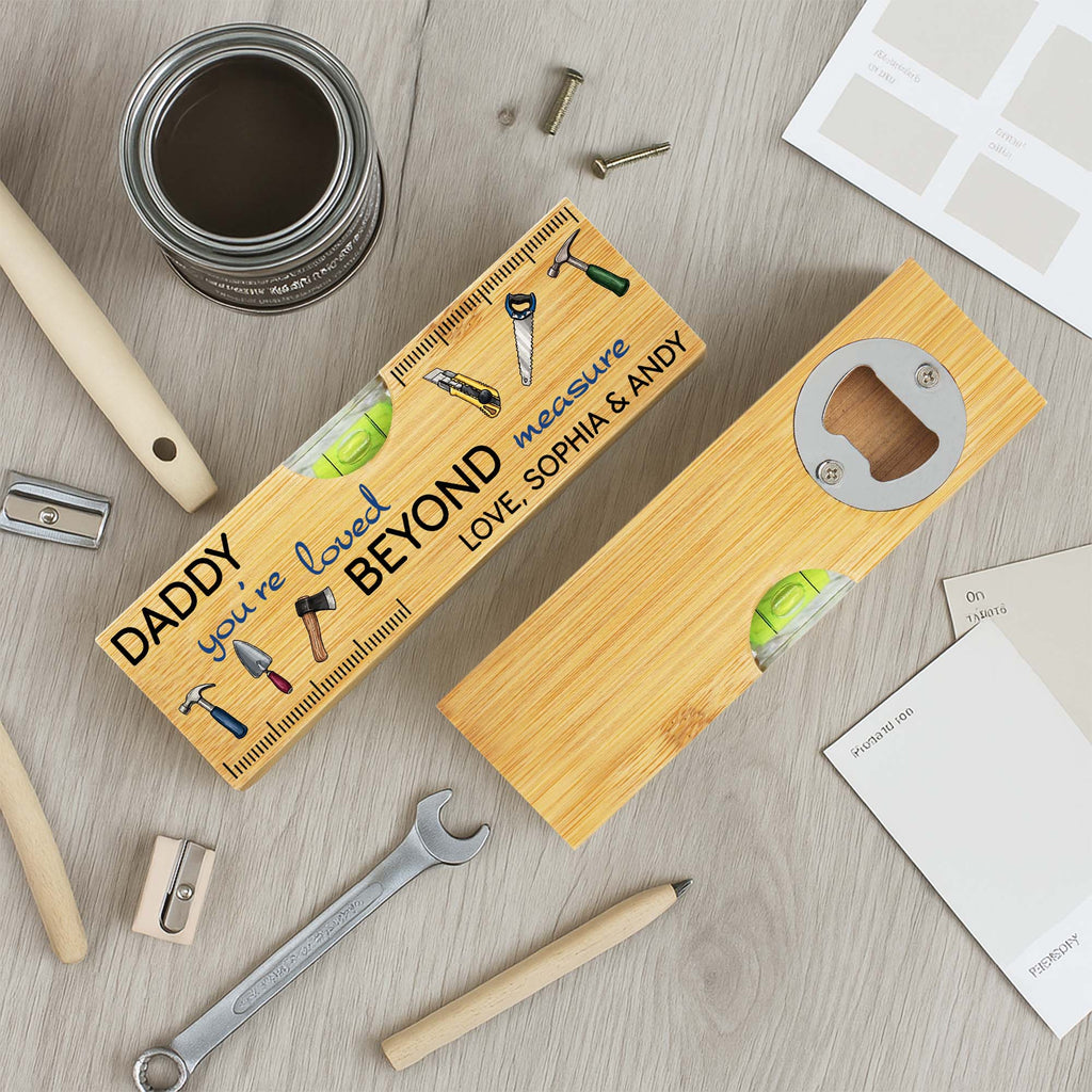 Personalized Wooden Spirit Level Bottle Opener Gift for Dad Spirit Level GradoCreations