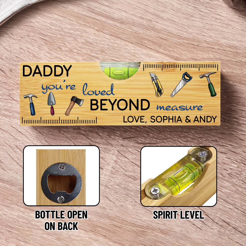 Personalized Wooden Spirit Level Bottle Opener Gift for Dad Spirit Level GradoCreations