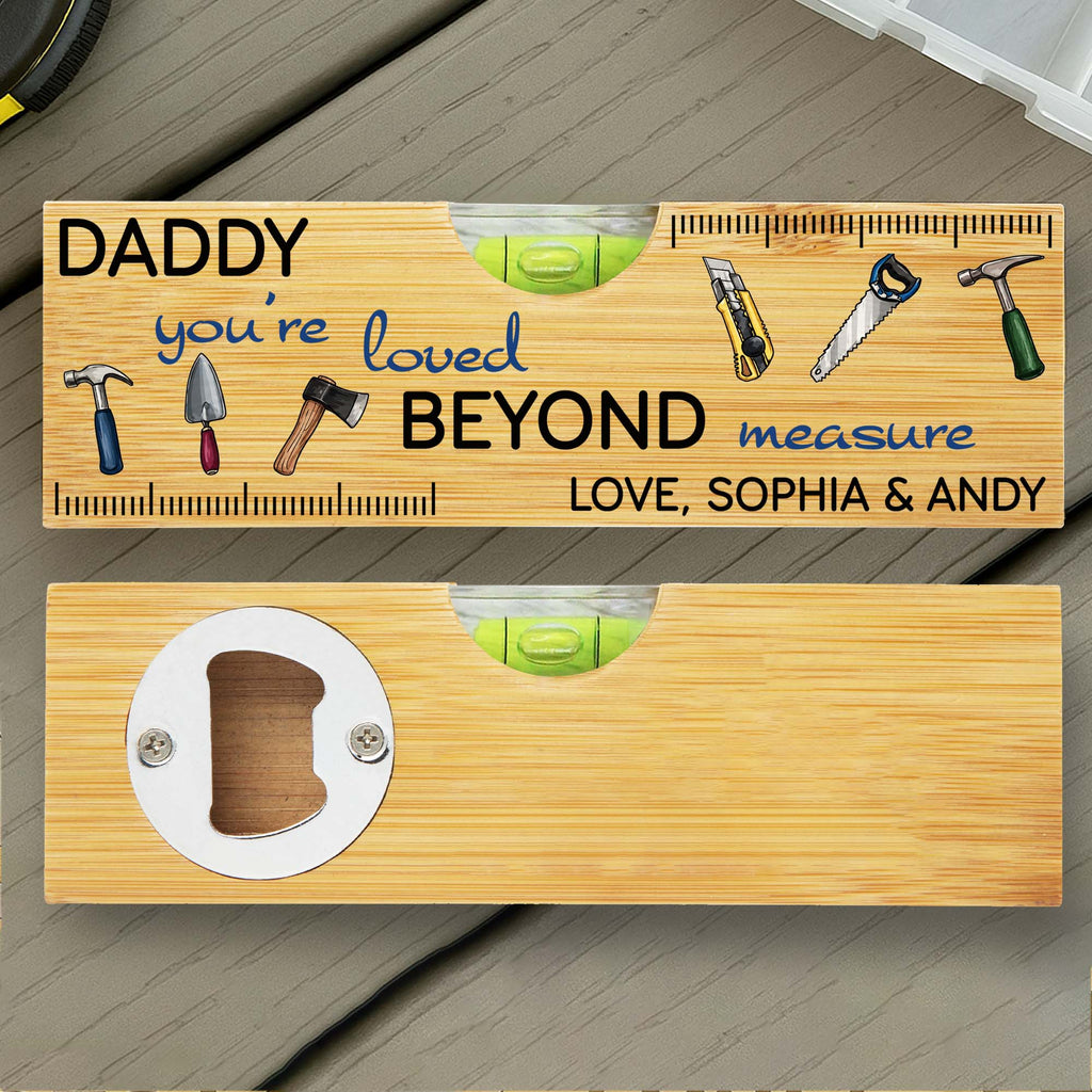 Personalized Wooden Spirit Level Bottle Opener Gift for Dad Spirit Level GradoCreations