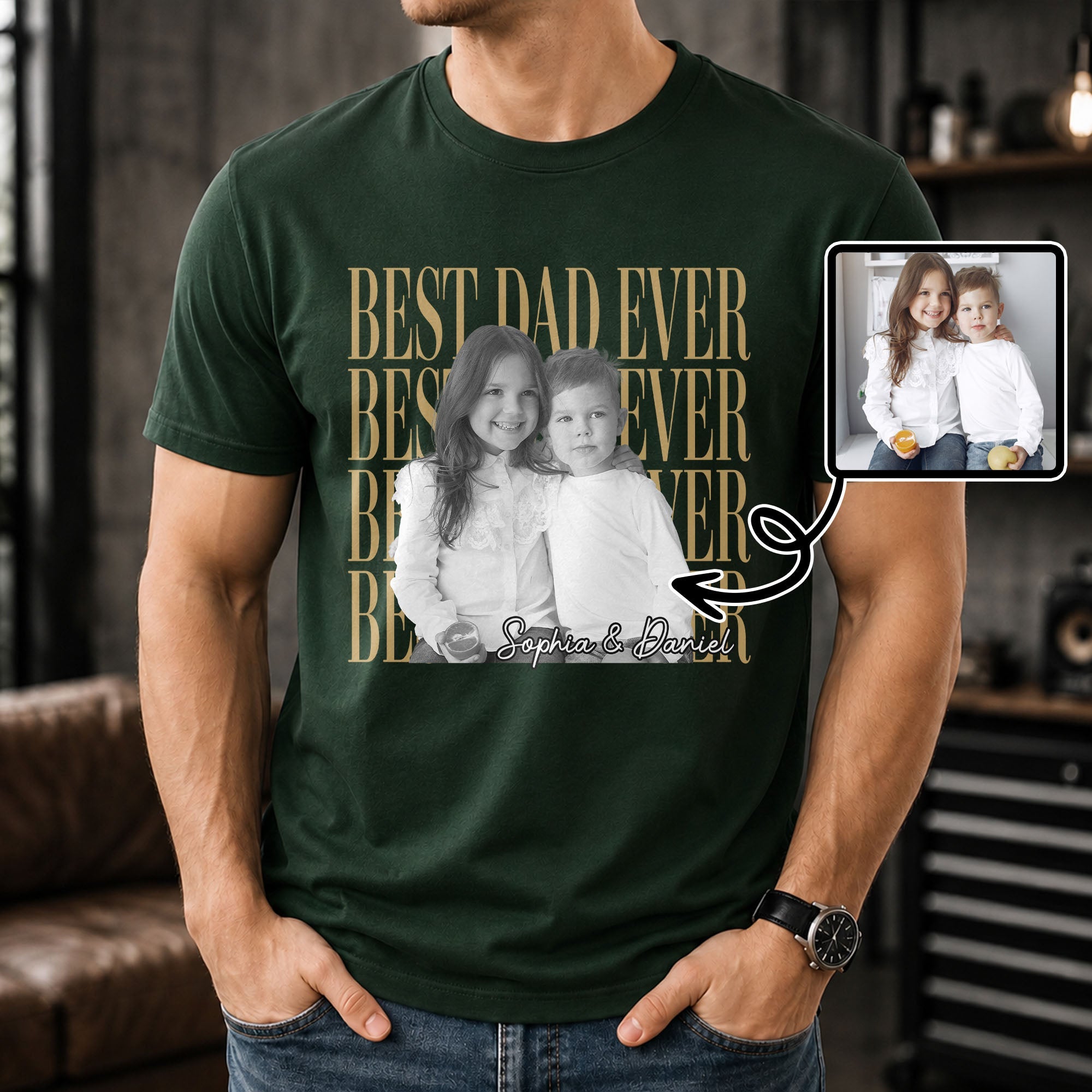 Personalized Best Dad Ever Custom Photo Shirt or Hoodie Shirt GradoCreations