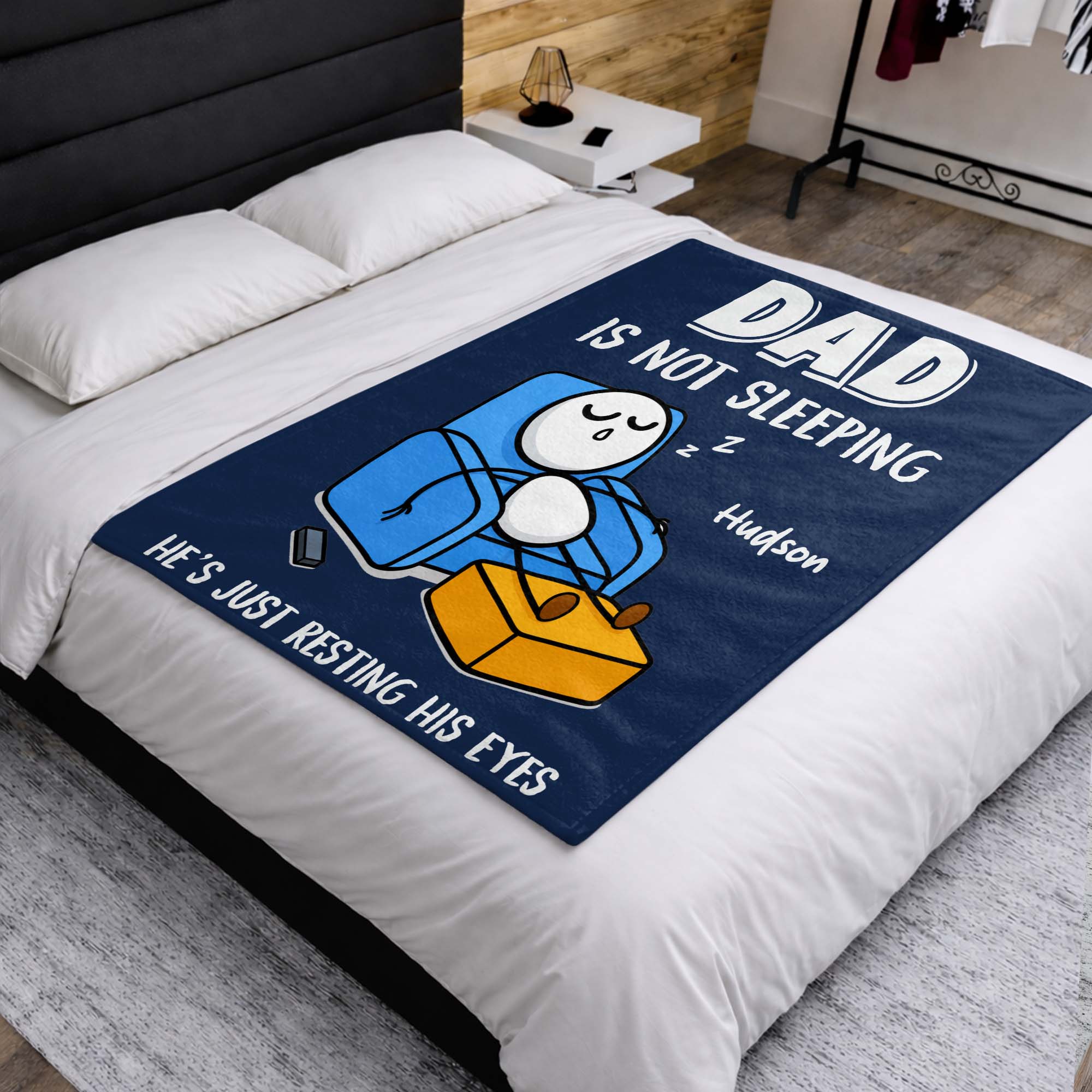Personalized Fleece Blanket Gift for Dad Custom Name Funny Blanket GradoCreations