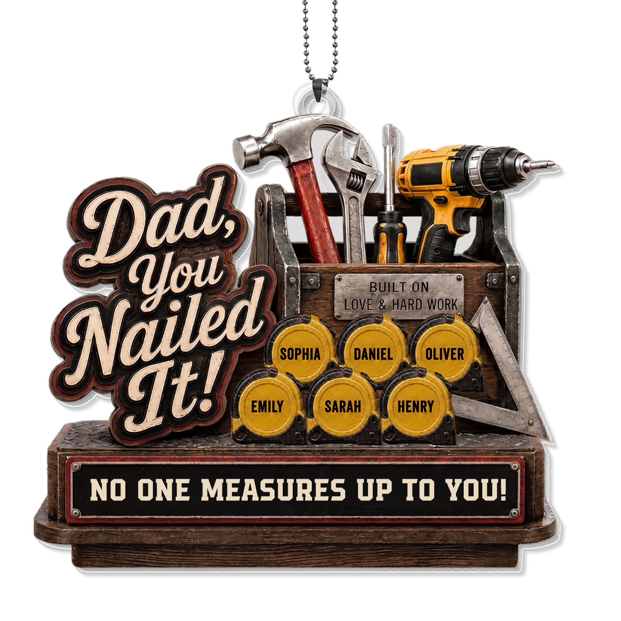 Personalized Acrylic Car Ornament Custom Gift for Dad Car Acrylic Ornament GradoCreations