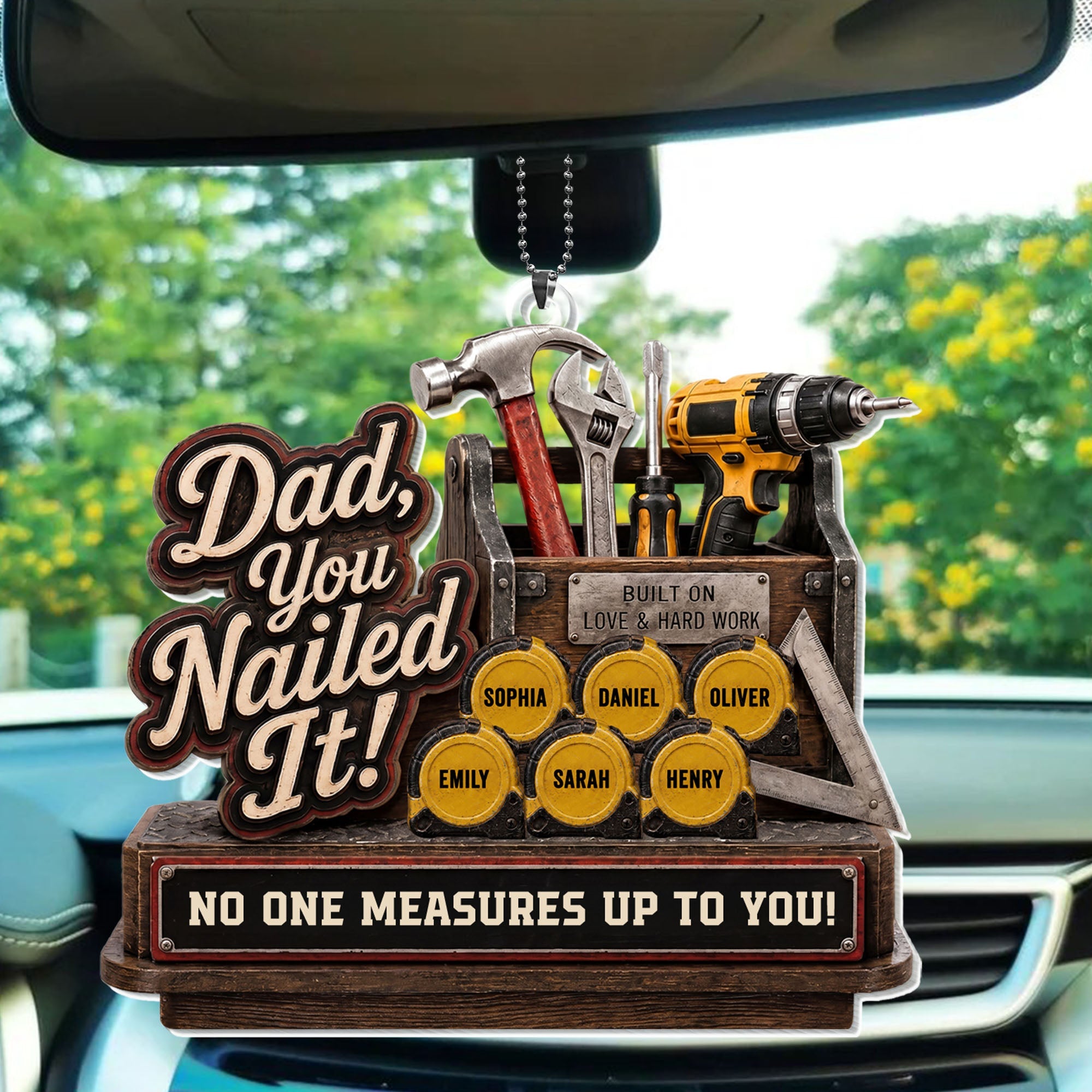 Personalized Acrylic Car Ornament Custom Gift for Dad Car Acrylic Ornament GradoCreations