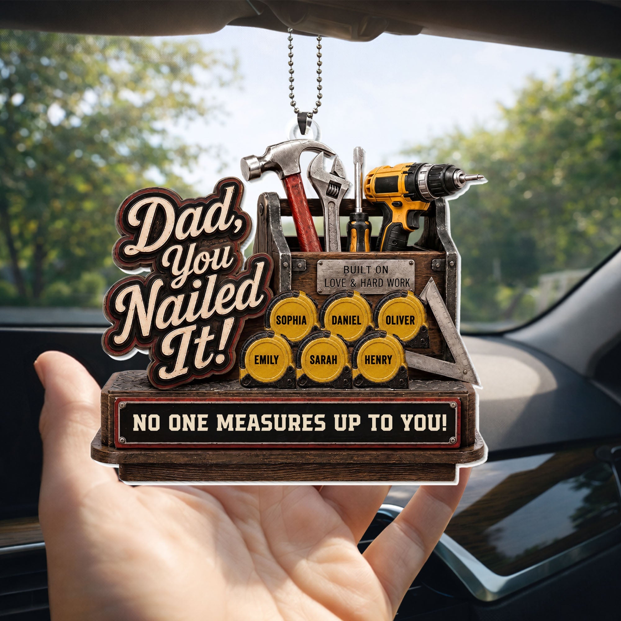 Personalized Acrylic Car Ornament Custom Gift for Dad Car Acrylic Ornament GradoCreations