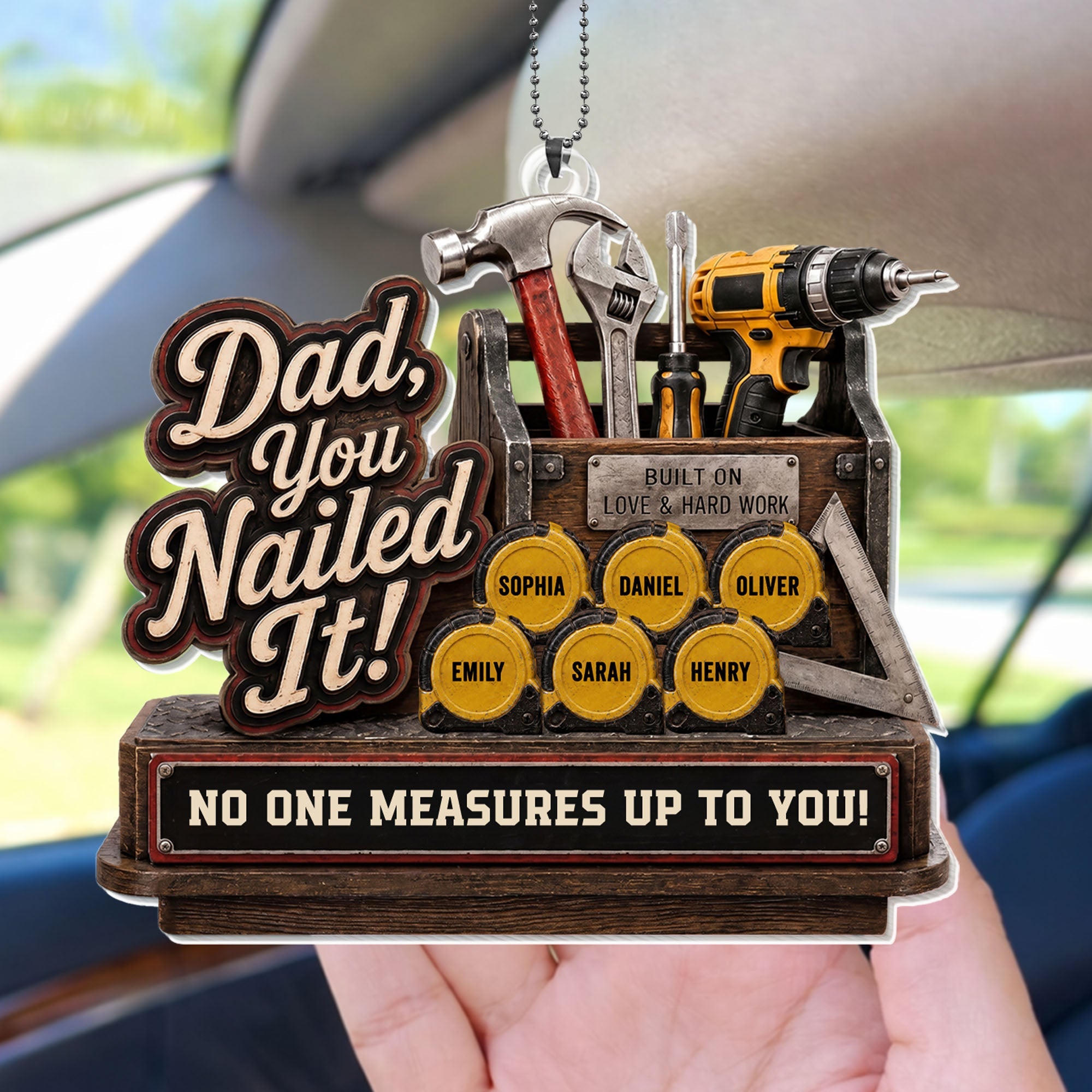 Personalized Acrylic Car Ornament Custom Gift for Dad Car Acrylic Ornament GradoCreations